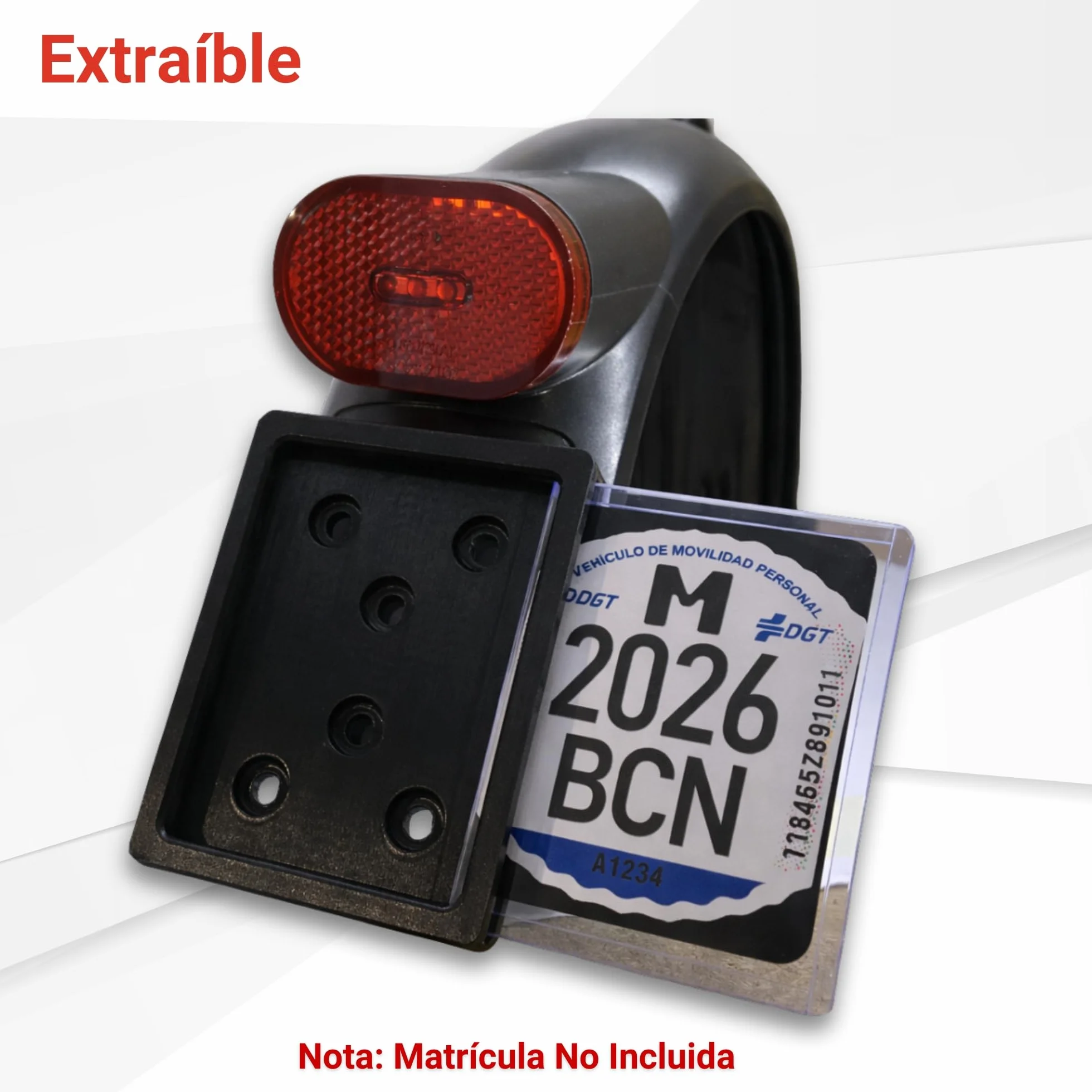 Portatarga per Monopattino Elettrico VMP, Supporto Parafango con Fissaggio a Vite, Protezione Trasparente Rimovibile