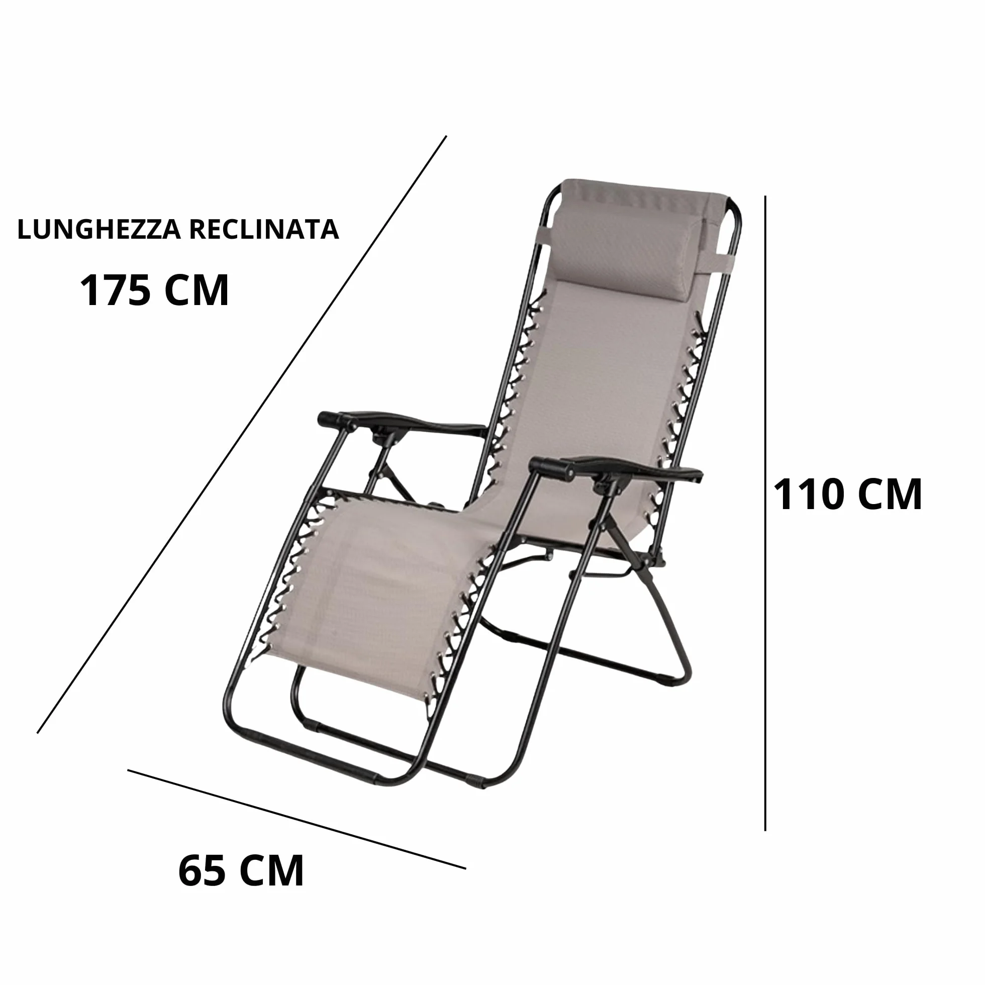SUNNY STAR 2 Sedie Zero Gravity 115x65x90cm colore grigio (2 STC1438)
