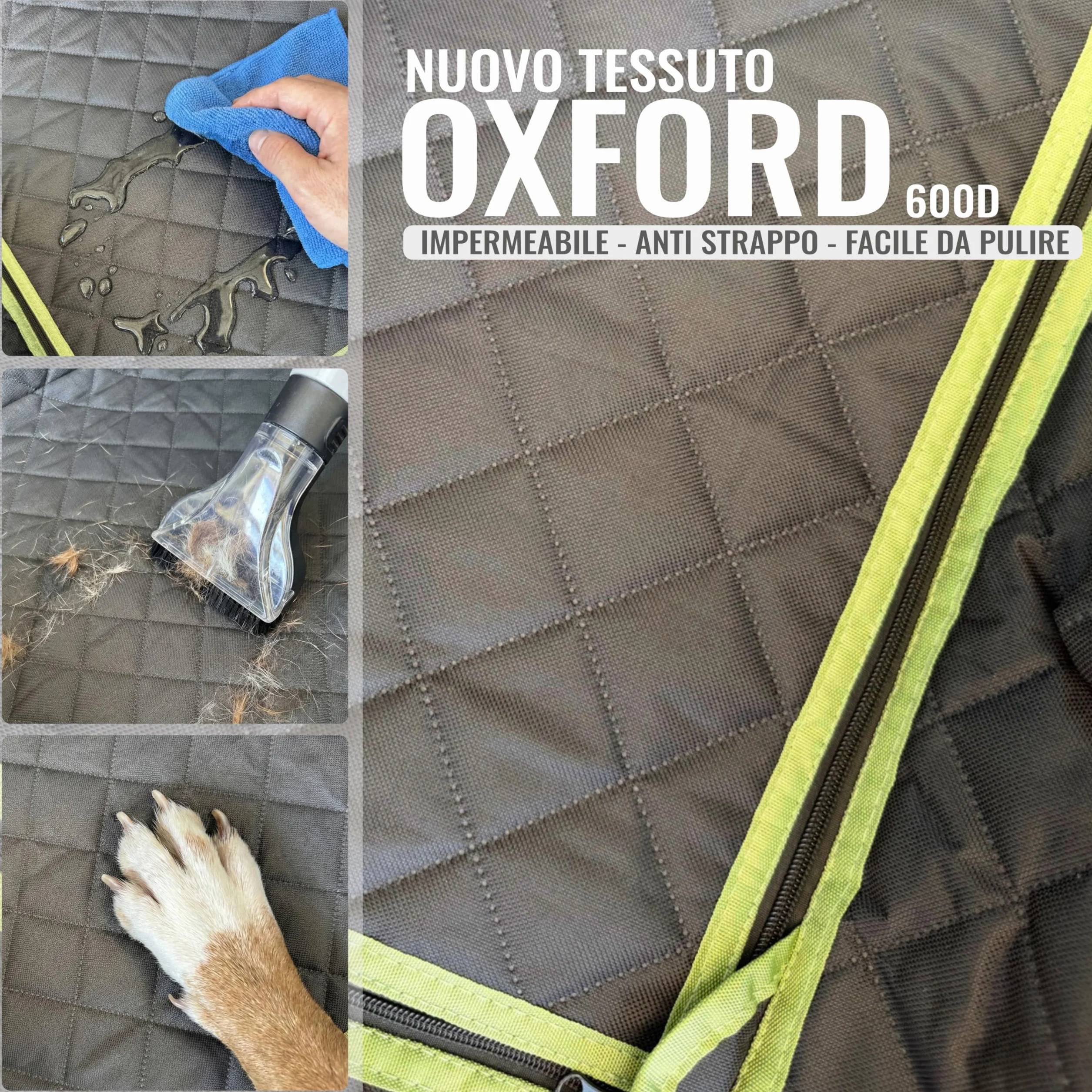 Telo Cane Auto Sedili Posteriori 6-in-1 | Telo Macchina per Cani Impermeabile 600D, Copertura Sedili Auto per Cani Universale con Finestra a Rete, Protezione Laterale