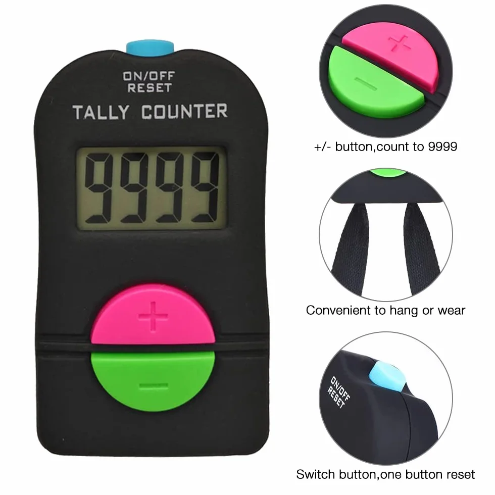 Contatore Digitale per Golf 2 Pezzi Clicker Manuale 0-9999