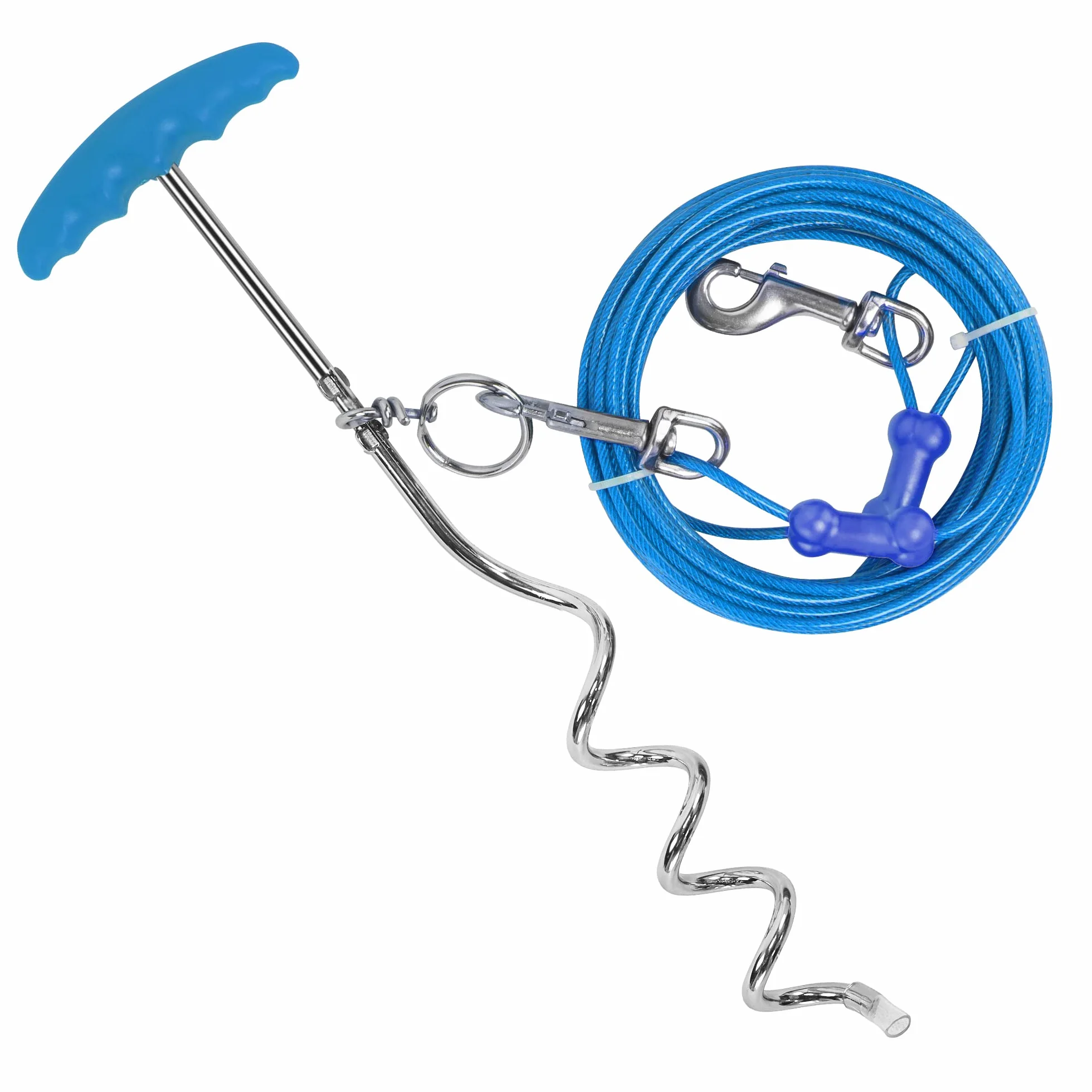 Petphabt - Cavo resistente per cani da 3 m, con spirale per cani da 16 cm, per cuccioli, animali domestici, guinzaglio per esterni (verde acqua)