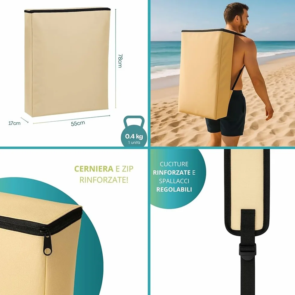PALUPLUS Lettino Prendisole Pieghevole con Tetto Parasole con BORSA Portalettino, Misura 180x55x90 cm, Tessuto Textilene, Struttura Metallo Tubolare da 18mm, Peso Max 120kg -9301F (Blu)