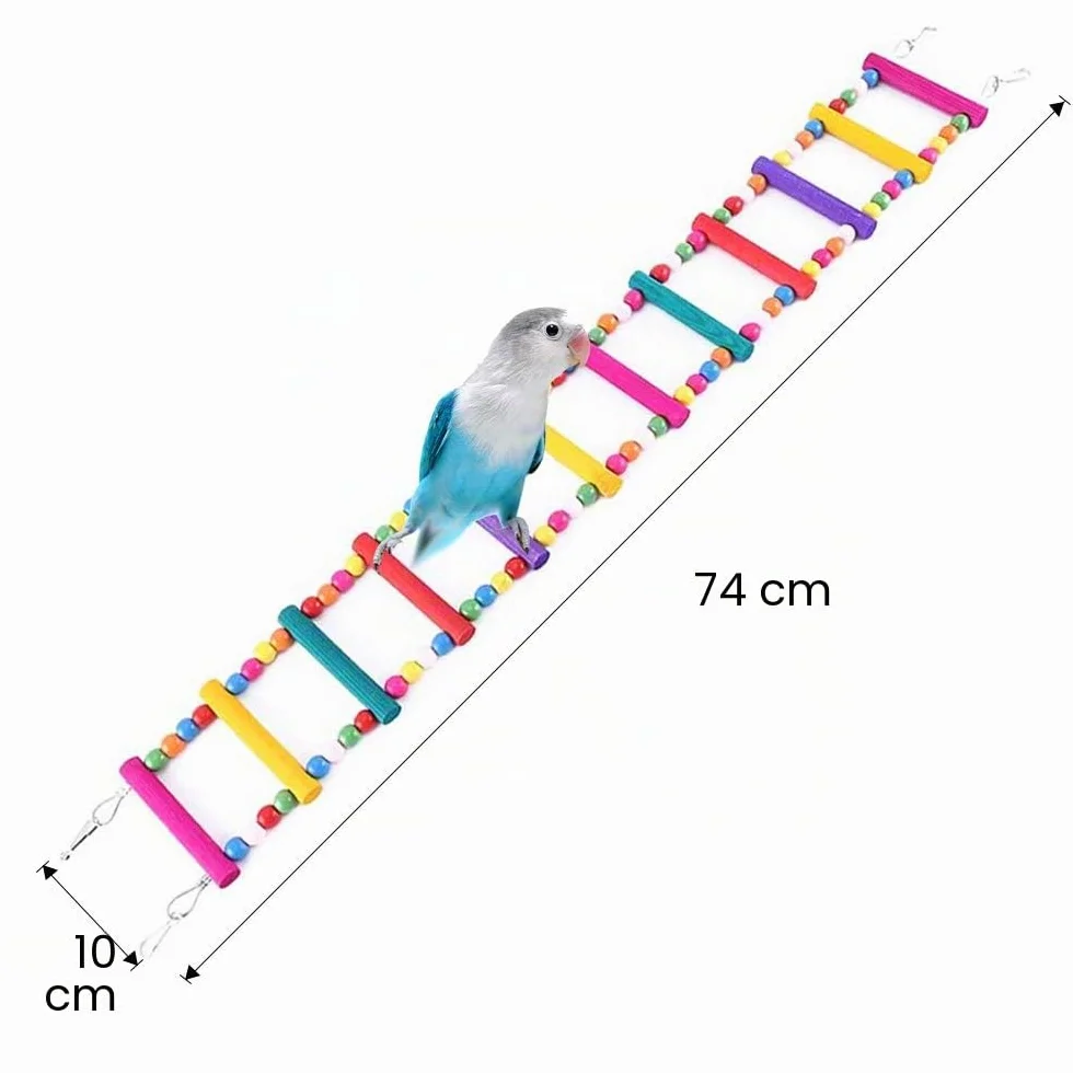 Meiso giocattolo per uccelli 74 x 10 cm scala altalena arcobaleno per pappagalli parrocchetti calopsiti cokatoo inseparabili