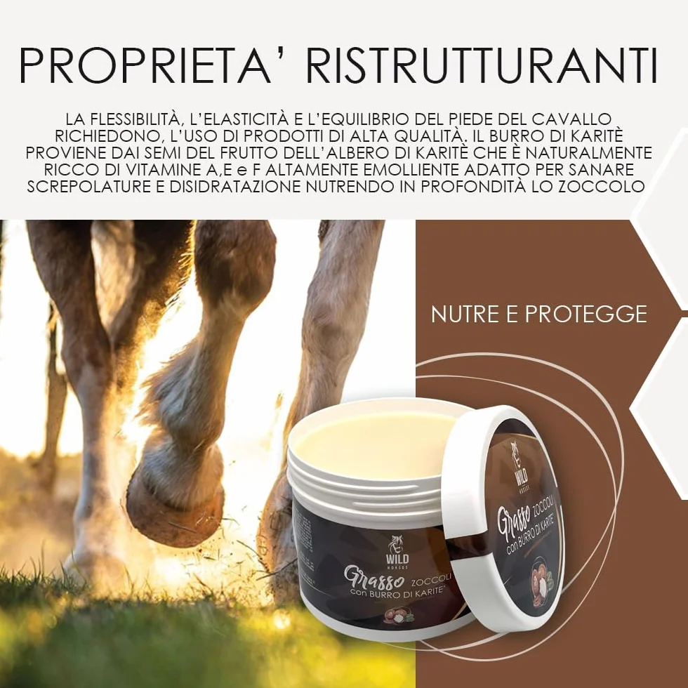 Wild Horses Grasso per Zoccoli al Burro di Karitè 500g Made in Italy