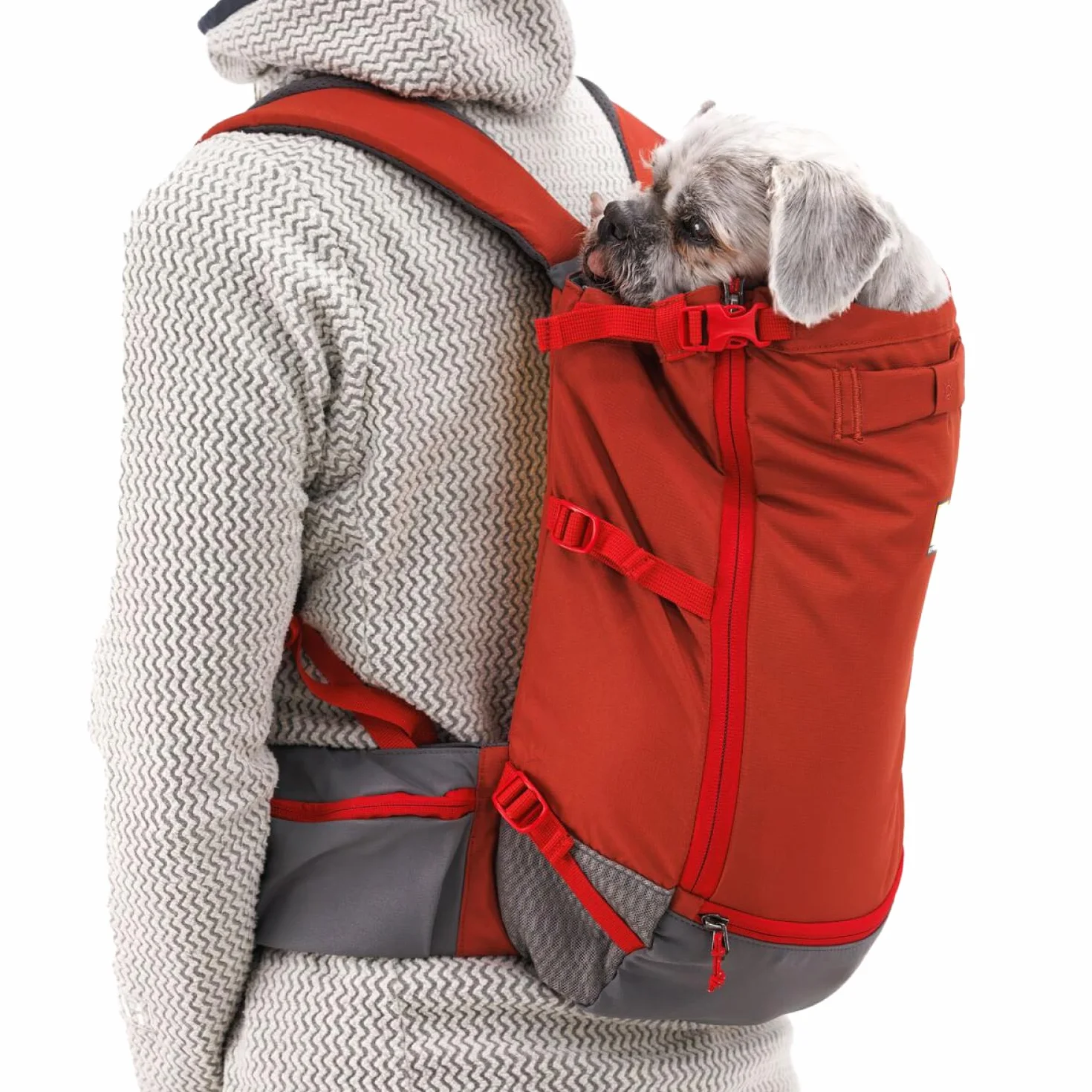 Ruffwear, Hitch Hiker - Zaino per cani, a mani libere, con rete traspirante, imbottitura in schiuma EVA, poliestere resistente, design leggero per cani di piccola taglia, argilla rossa, piccola