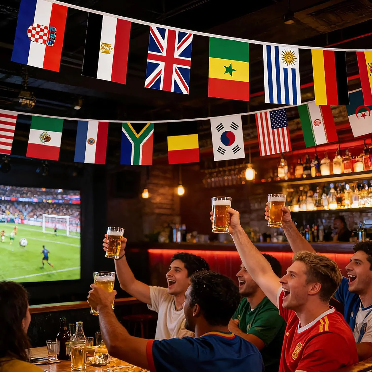 Bandiere mondiali 2026 Coppa del Mondo catena 48 paesi 14 m decorazione visualizzazione pubblica