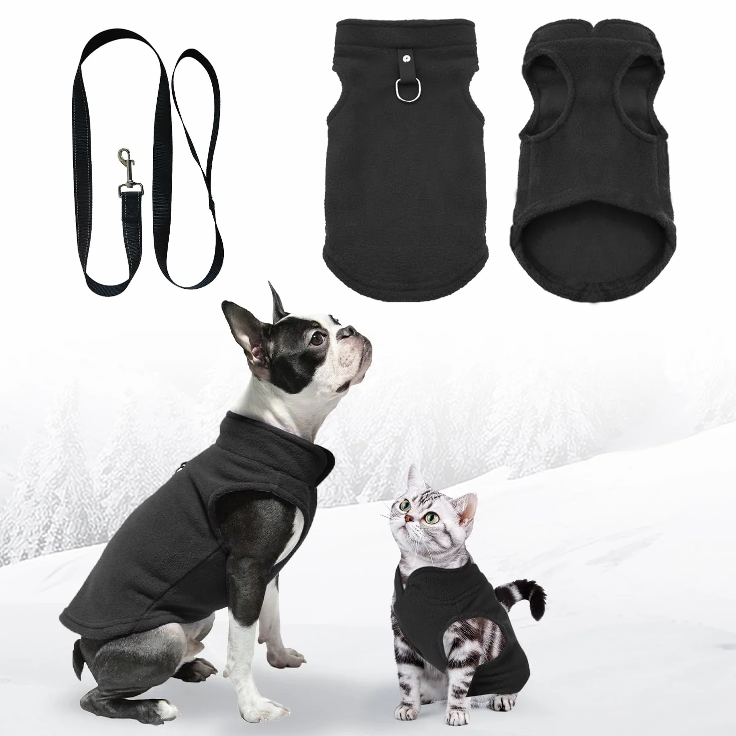 Maglioncino e Cappottino per Cani di Taglia Piccola - Vestito per Cane e Gatto con Anello a D (Nero, M)