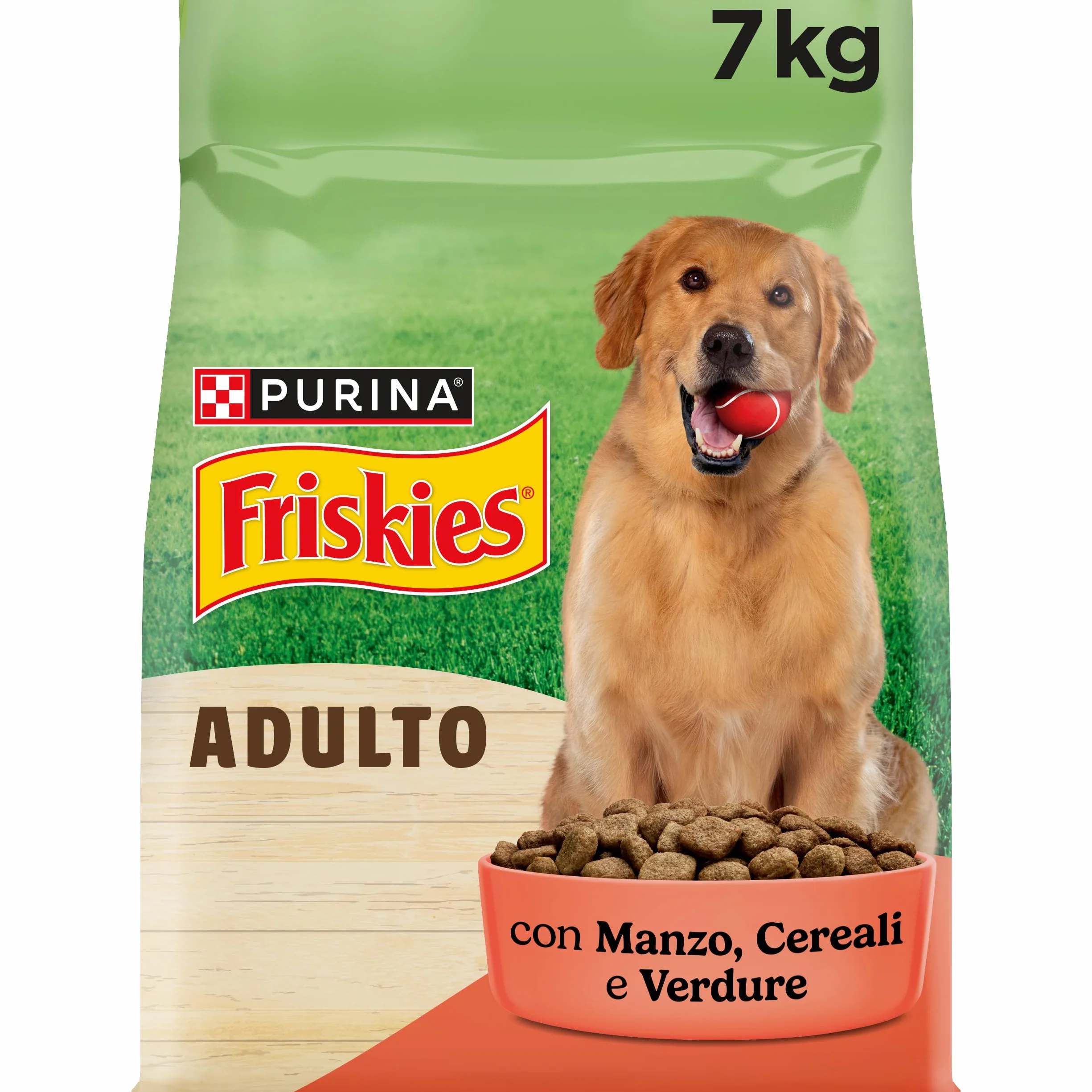PURINA FRISKIES® Adulto crocchette per cani con Manzo e Verdure. 1 Confezione da 7 kg