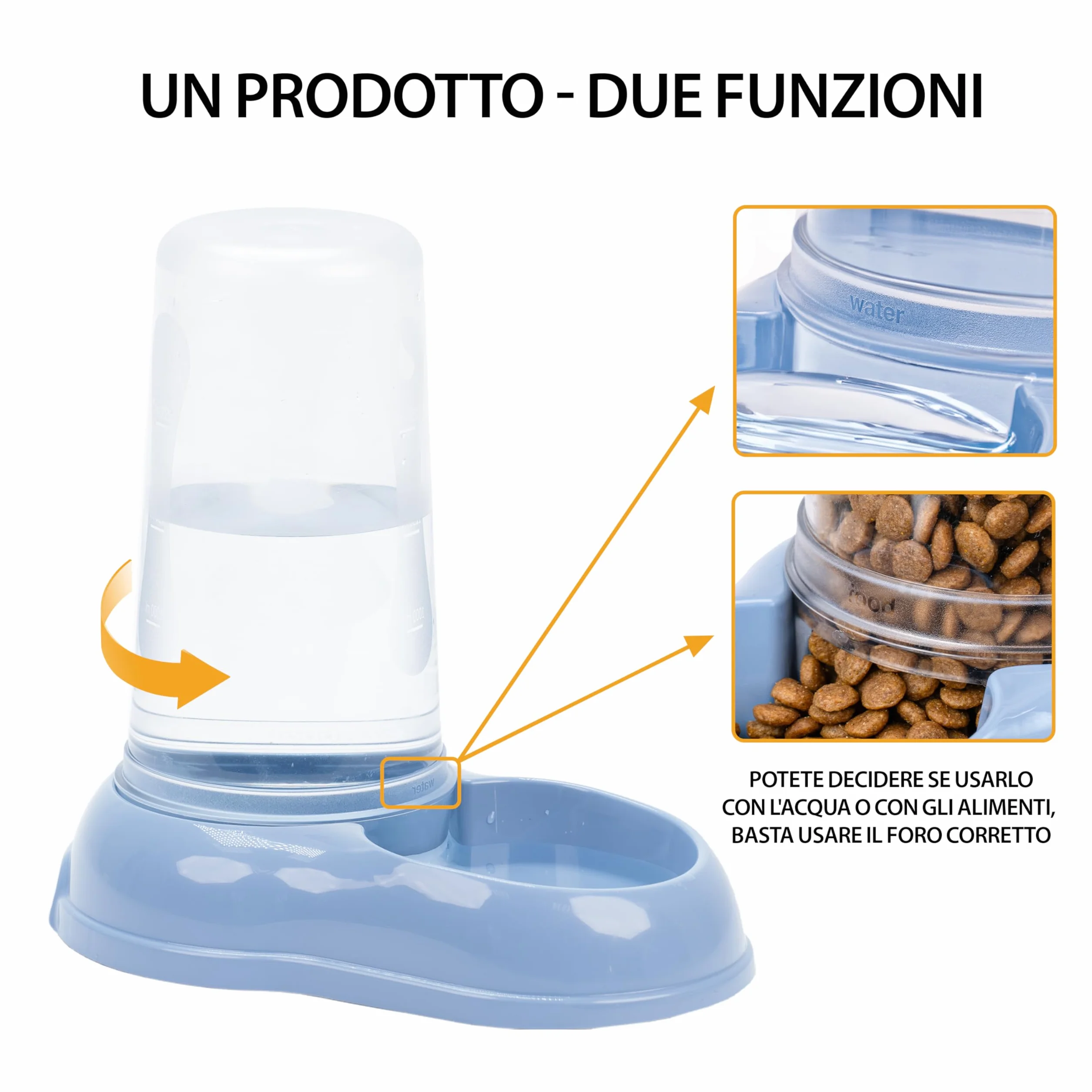 Ferplast Distributore cibo o acqua per cani e gatti AZIMUT 600 Mangiatoia per cibo secco acqua 0,6 Litri, Fondo antiscivolo, 12,5 x 19 x h 19,5 cm Blu