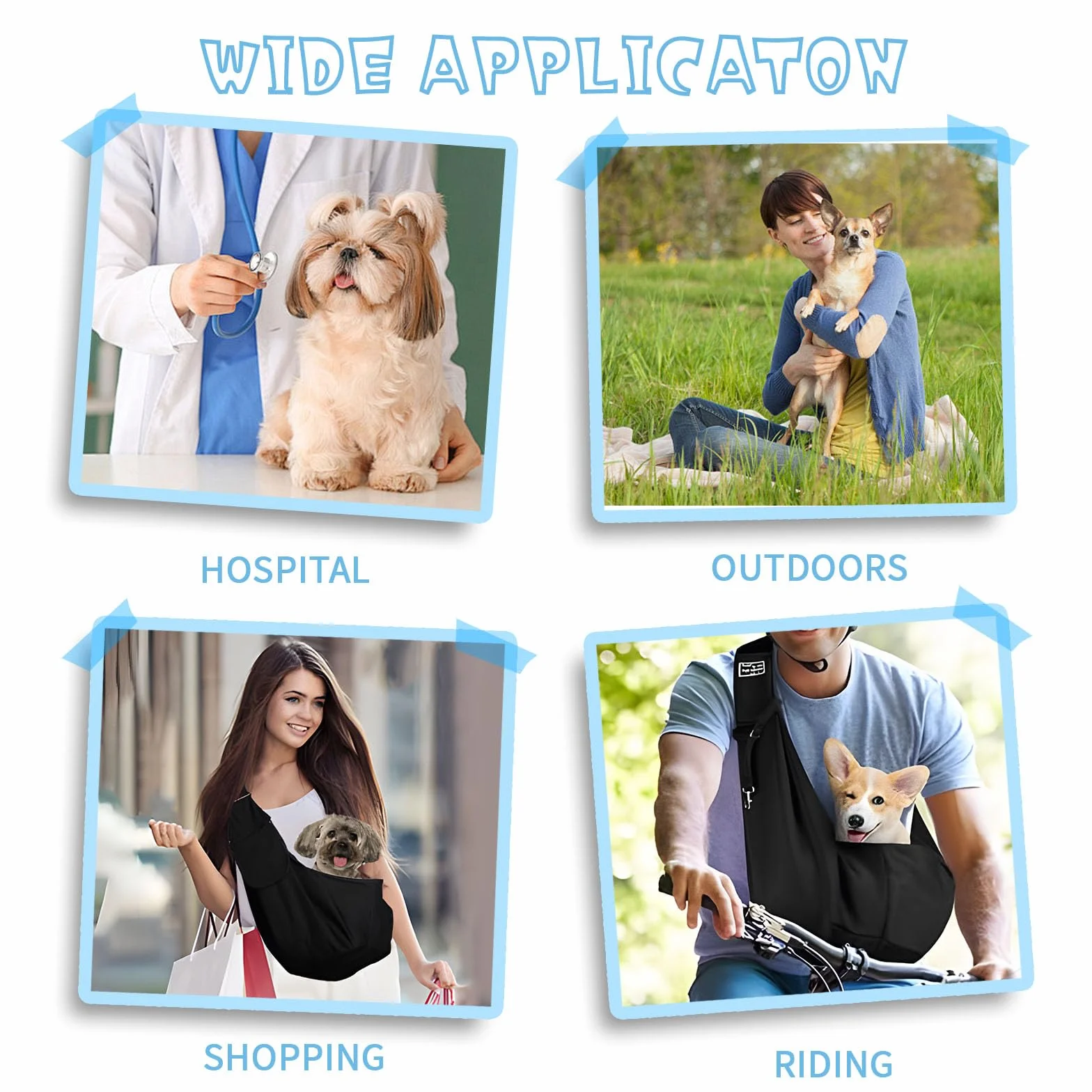 ACTOYS Borsa a Tracolla Regolabile e Reversibile per Animali Domestici, Trasportino Portatile da Viaggio per Cani da Passeggio (Nero)