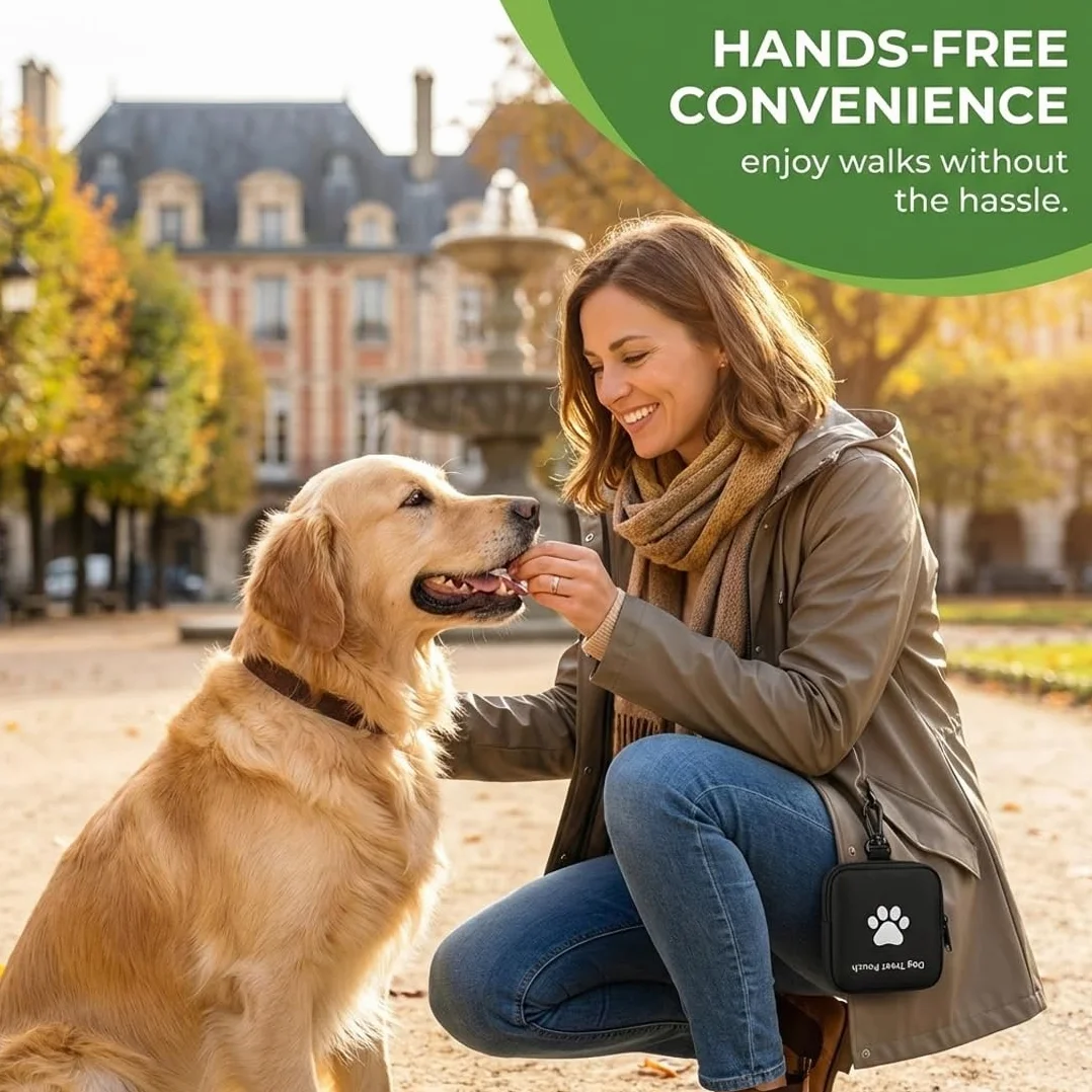 1 sacchetto per snack per cani, design impermeabile, per conservare snack per cani come ricompensa, con chiusura a zip, adatto per viaggi e uso all'aperto (nero)