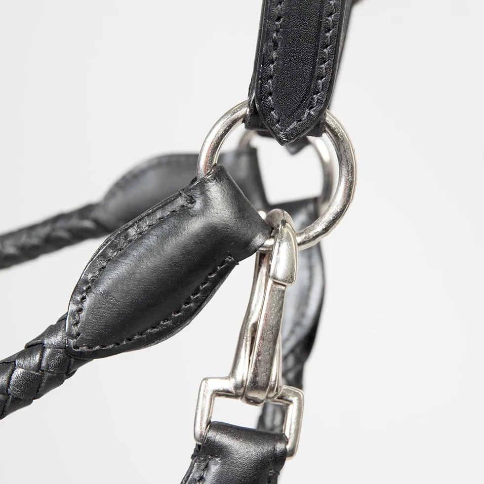 PFIFF 102922 Trenza - Cavezza in Pelle, Intrecciata, Colore: Nero