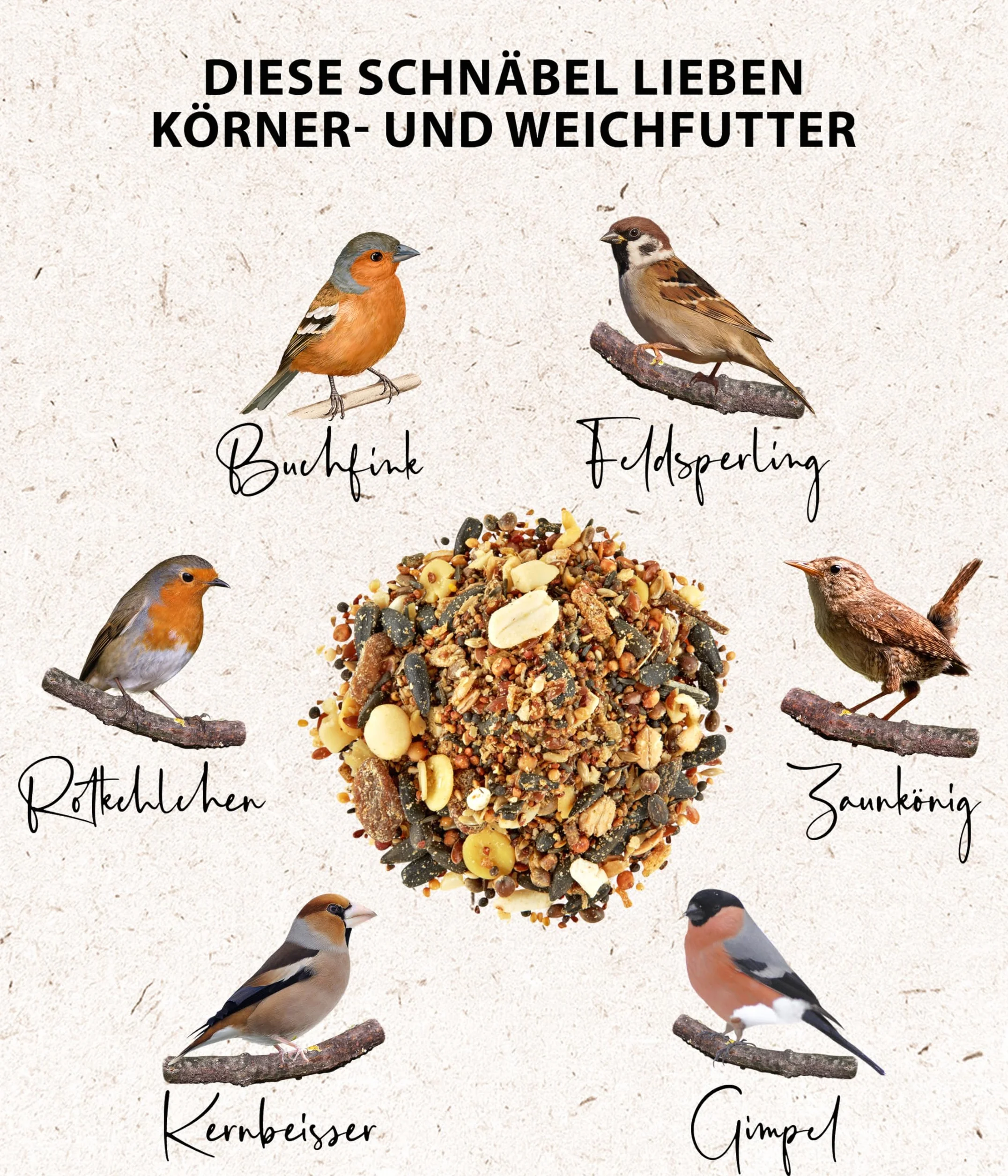 Dehner Natura Premium Mangime per Uccelli Selvatici, Cereali e mangime Morbido, 5 kg