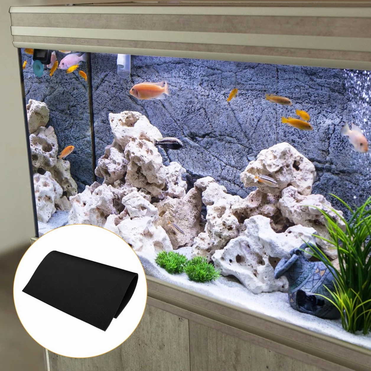 Garneck Tappetino per acquario 40 x 30 cm – ispessito – Tappetino in schiuma antiscivolo per un livellamento ottimale e una protezione del piano del tavolo – Accessori impermeabili per acquari