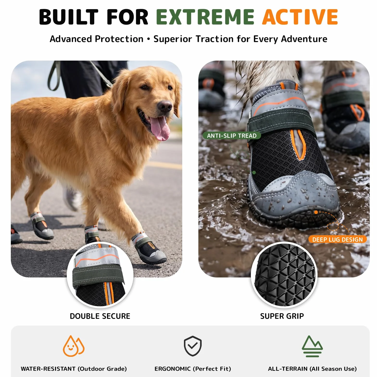 Gimars Scarpe Antiscivolo per Cani Stivaletti Suola Gomma Traspiranti Resistenti Protezione Zampe 2 Unità Nero