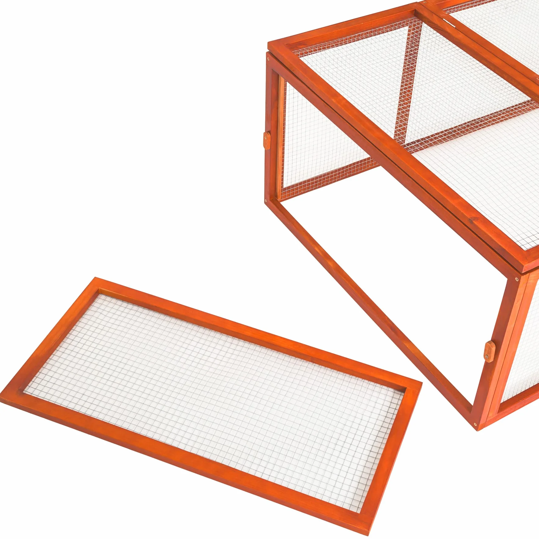 tectake® Conigliera da Esterno, 4 Porte, con Facile Accesso, Utilizzabile a Se Stante, Recinto Per Conigli, Gabbia Esterno, Casetta, Recinto Piccoli Animali - Marrone
