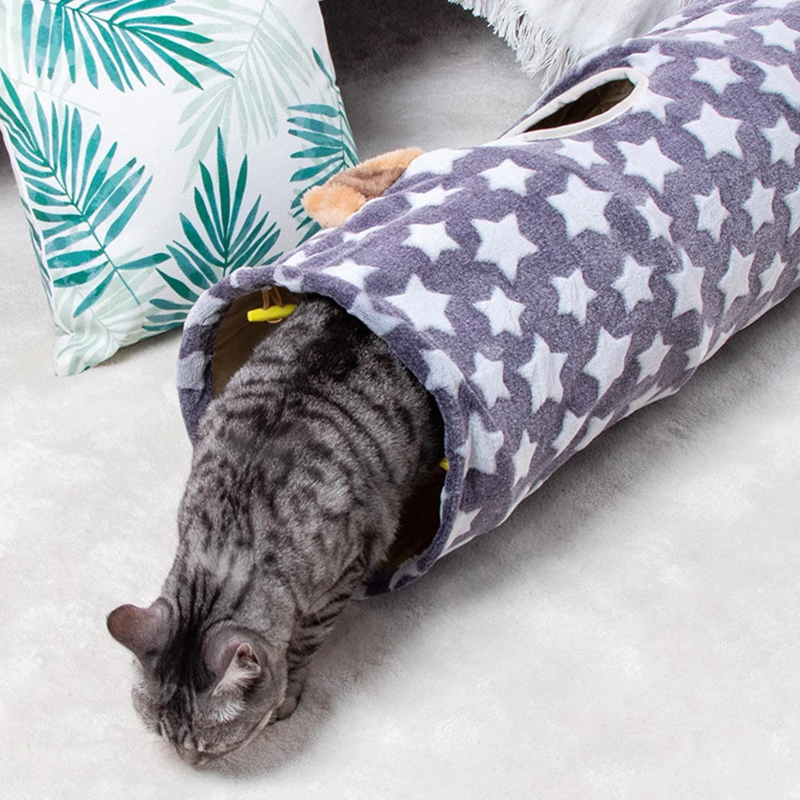 Tunnel per Gatti Casa a Scomparsa per Animali Domestici Nascondiglio Caldo Tubo Tenda da Gioco Letto per Gattini Palle Giocattolo interattive Case per Letti per Gatti all ' Aperto