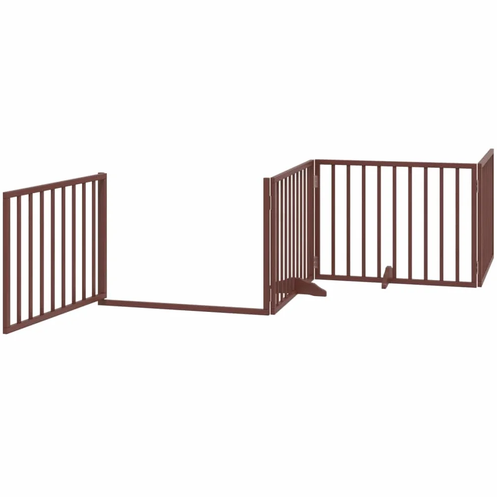 vidaXL Cancelletto per cani pieghevole 4 pannelli 320 cm legno di pioppo marrone