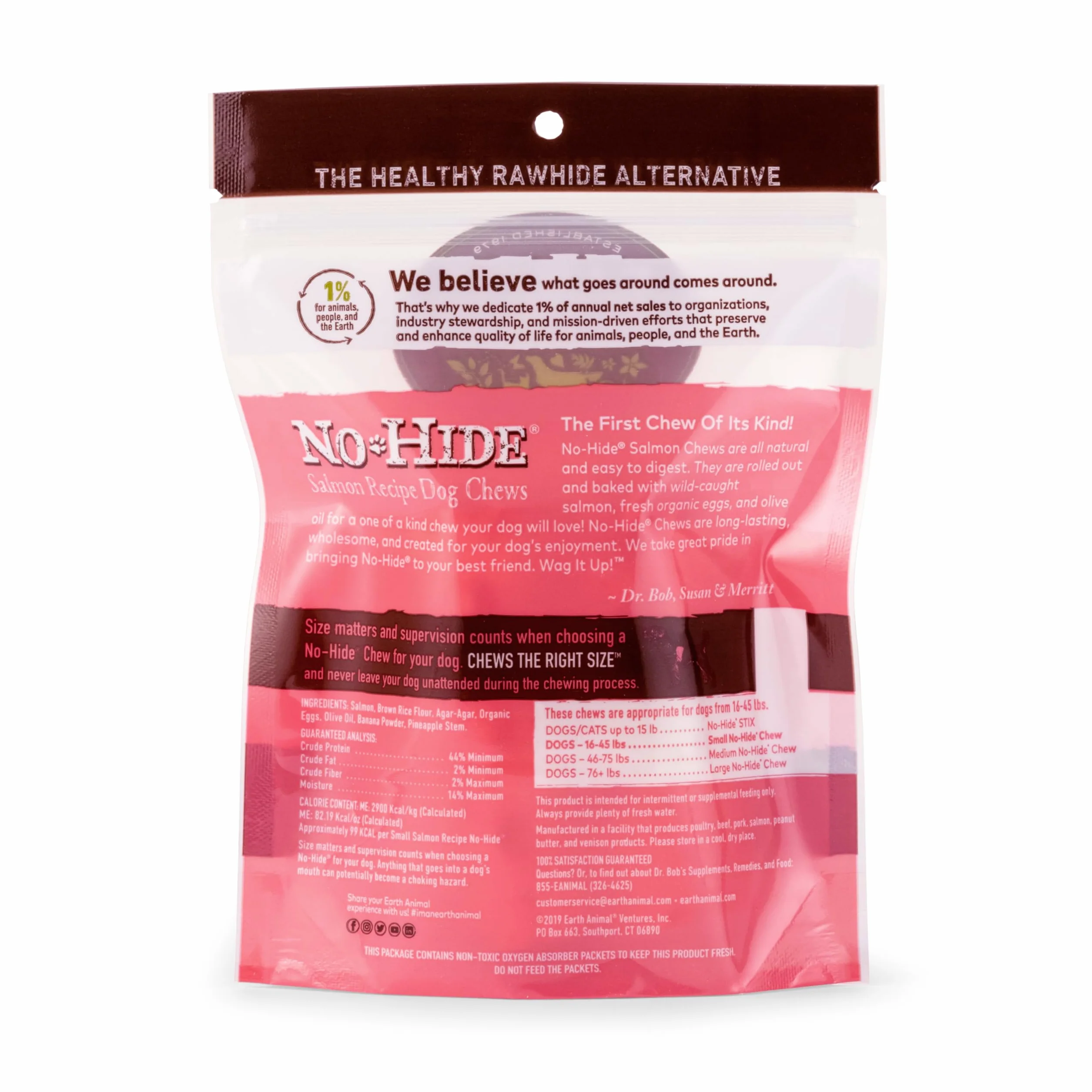 Earth Animal Piccole ossa da masticare per cani No Hide Stix con salmone naturale e senza pelle, ossa da masticare a lunga durata | Dolcetti per cani piccoli (confezioni da 1)