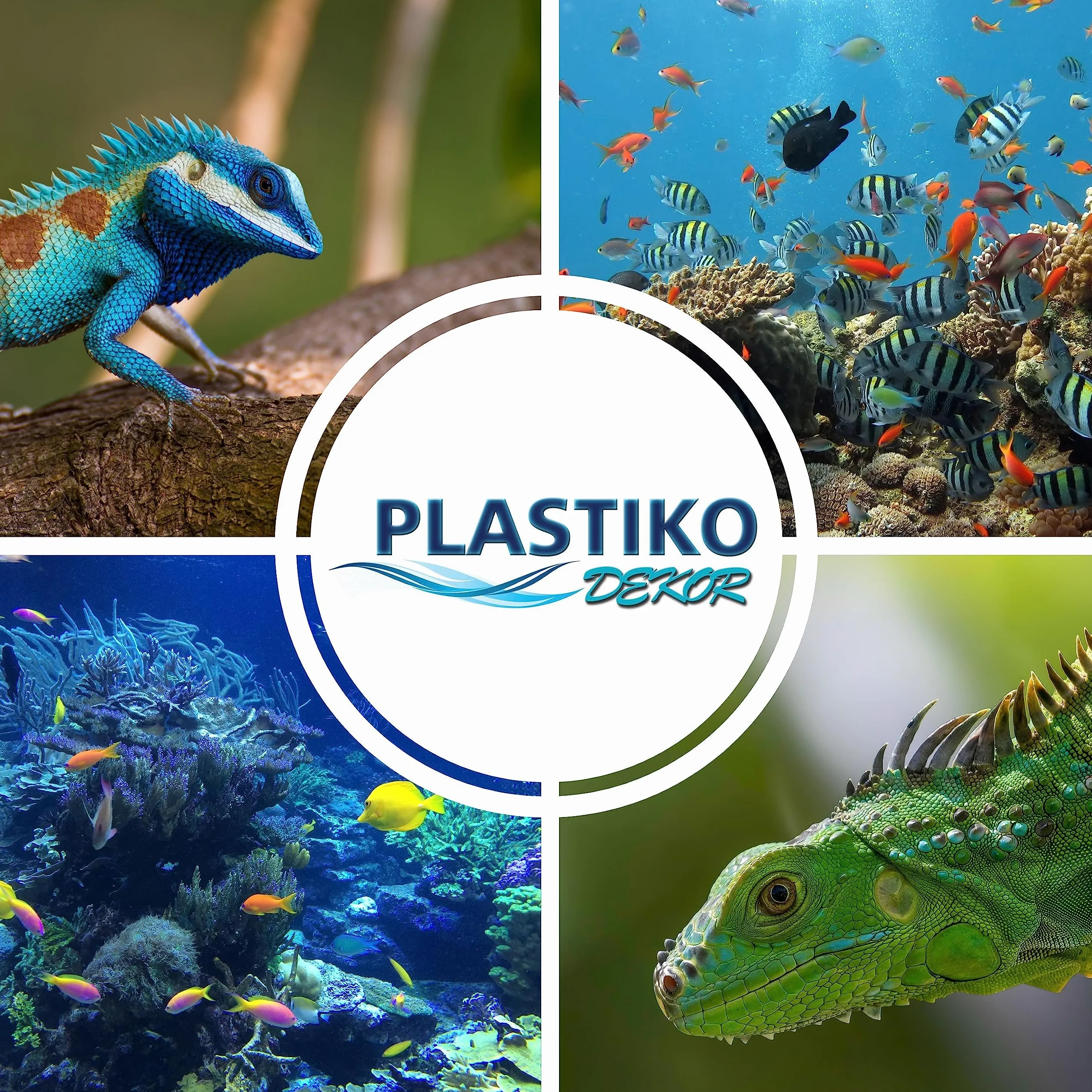 PLASTIKO - Acquario Sfondo 3D I 60x30 cm I Facile da Montare e Pulire I Non Richiede Colla I Sicuro per Gli Animali I Grigio con Un Modello di Pietre Basse