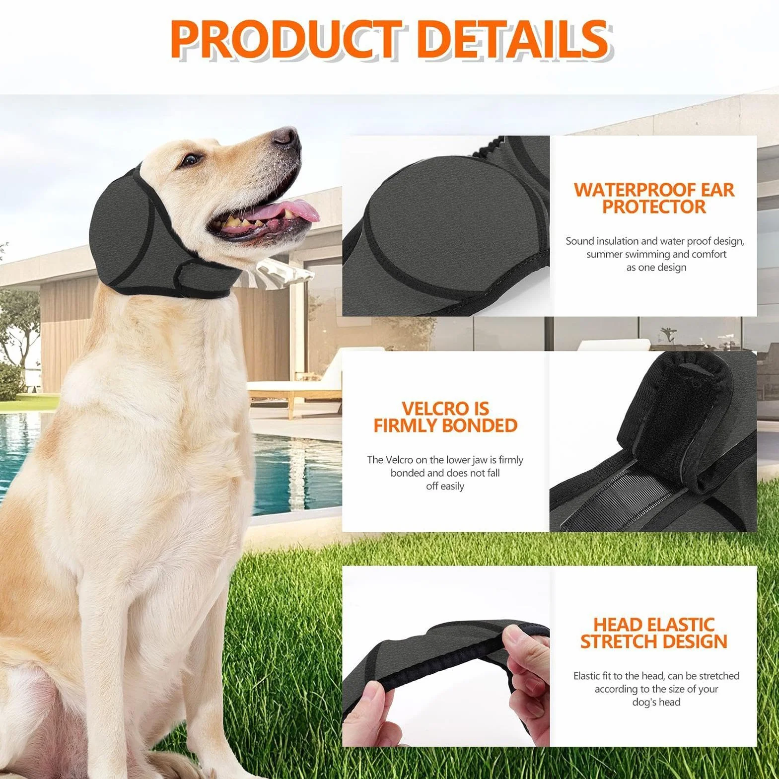 Cuffie antirumore per cani impermeabili antiscivolo regolabili toelettatura bagno fuochi d'artificio