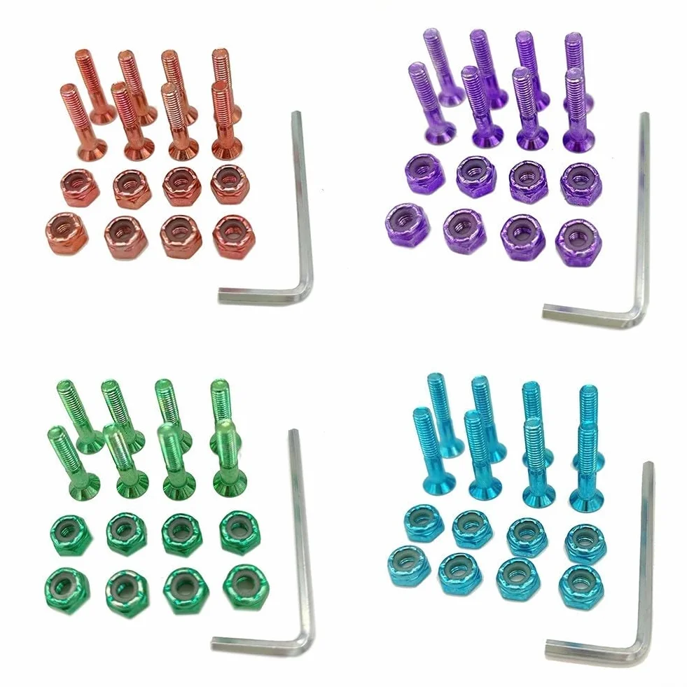 Skateboard Hardware Set 8pcs Carbon Steel Viti Dadi Chiave Viola