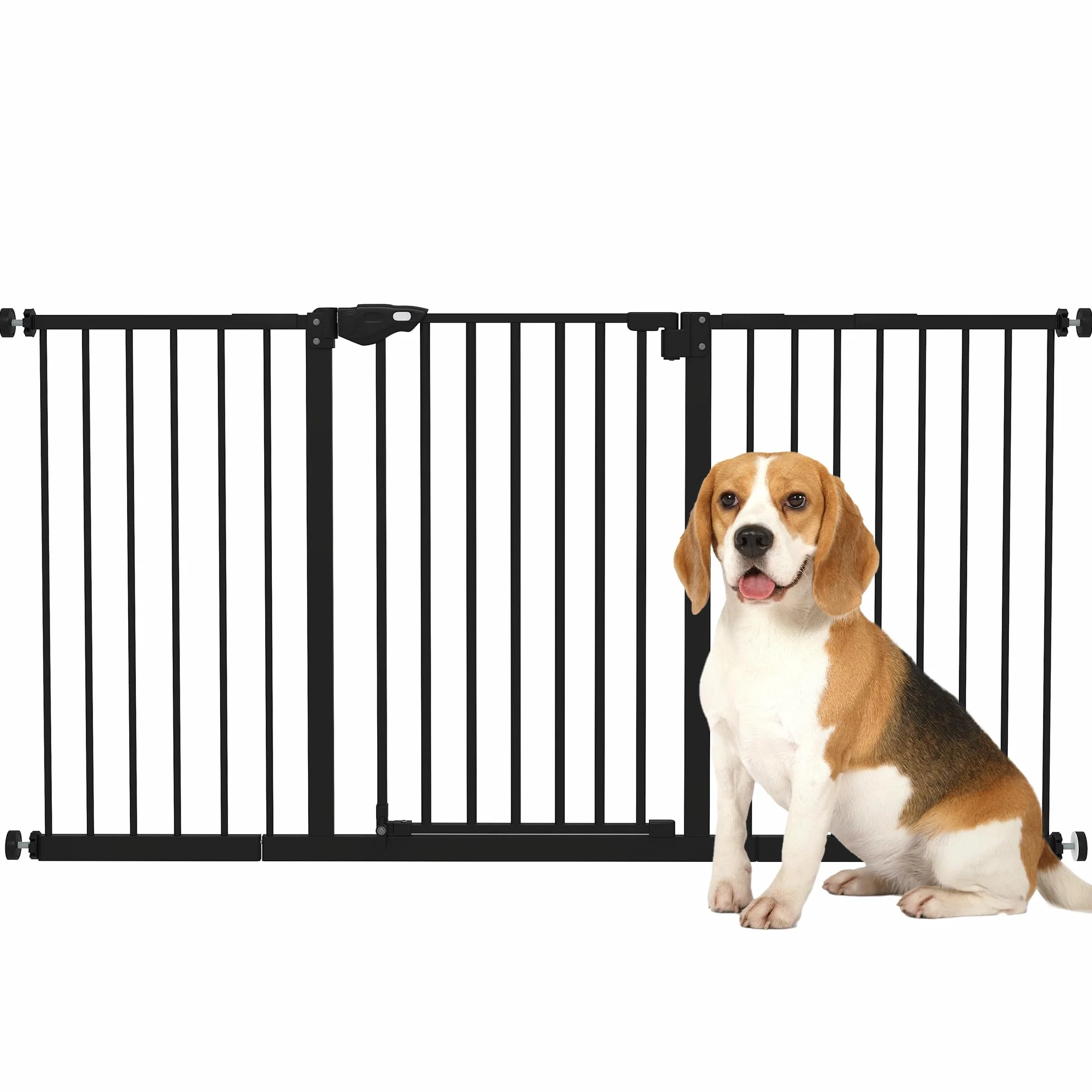 PawHut Cancellino per Cani 3 Estensioni Larghezza Regolabile 147.5 cm Fissaggio a Pressione Senza Fori Chiusura Automatica Nero