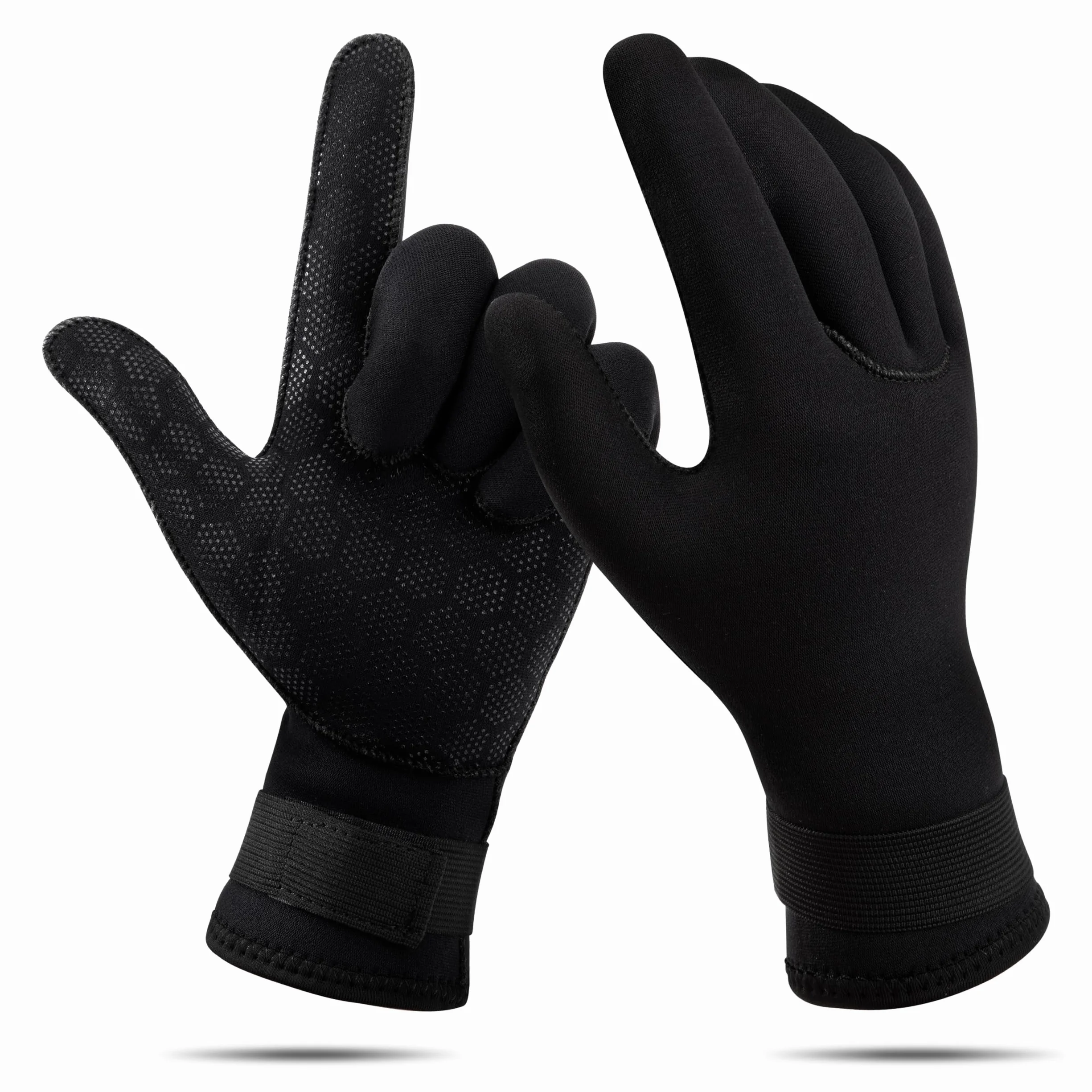 Tunejoy Guanti da Immersione in Neoprene 3mm Guanti da Muta Nero Antiscivolo Polso Elastico Regolabile Caldo per Subacquee Snorkeling Pesca Sport Acquatici Unisex Adulto Donne Uomini
