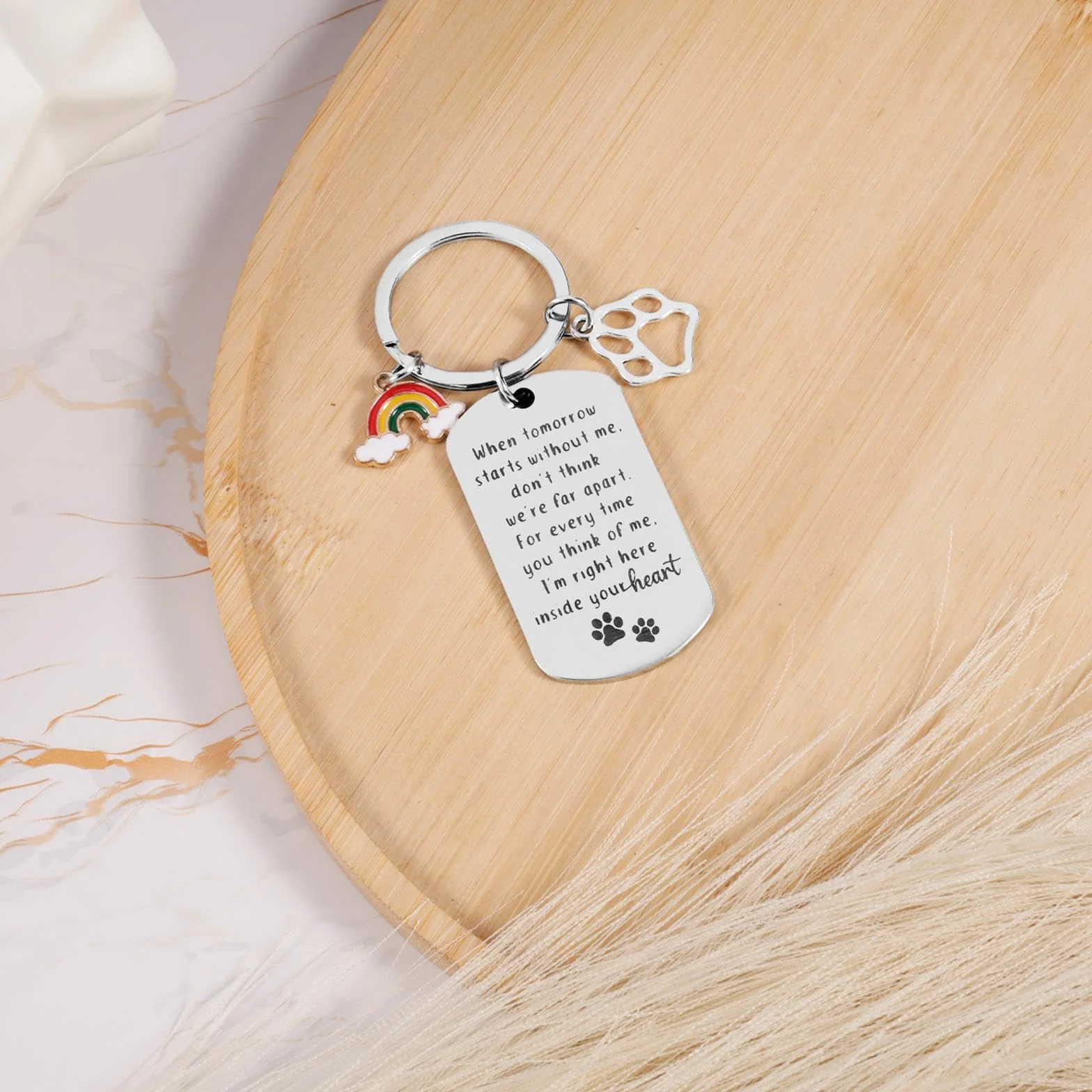 XIHIRCD Portachiavi Commemorativo per Cani per la Perdita del Cane, Regalo Commemorativo per Cani con Ponte Arcobaleno Portachiavi per Cani con Simpatia e Lutto per Cani Gatti Animali Domestici
