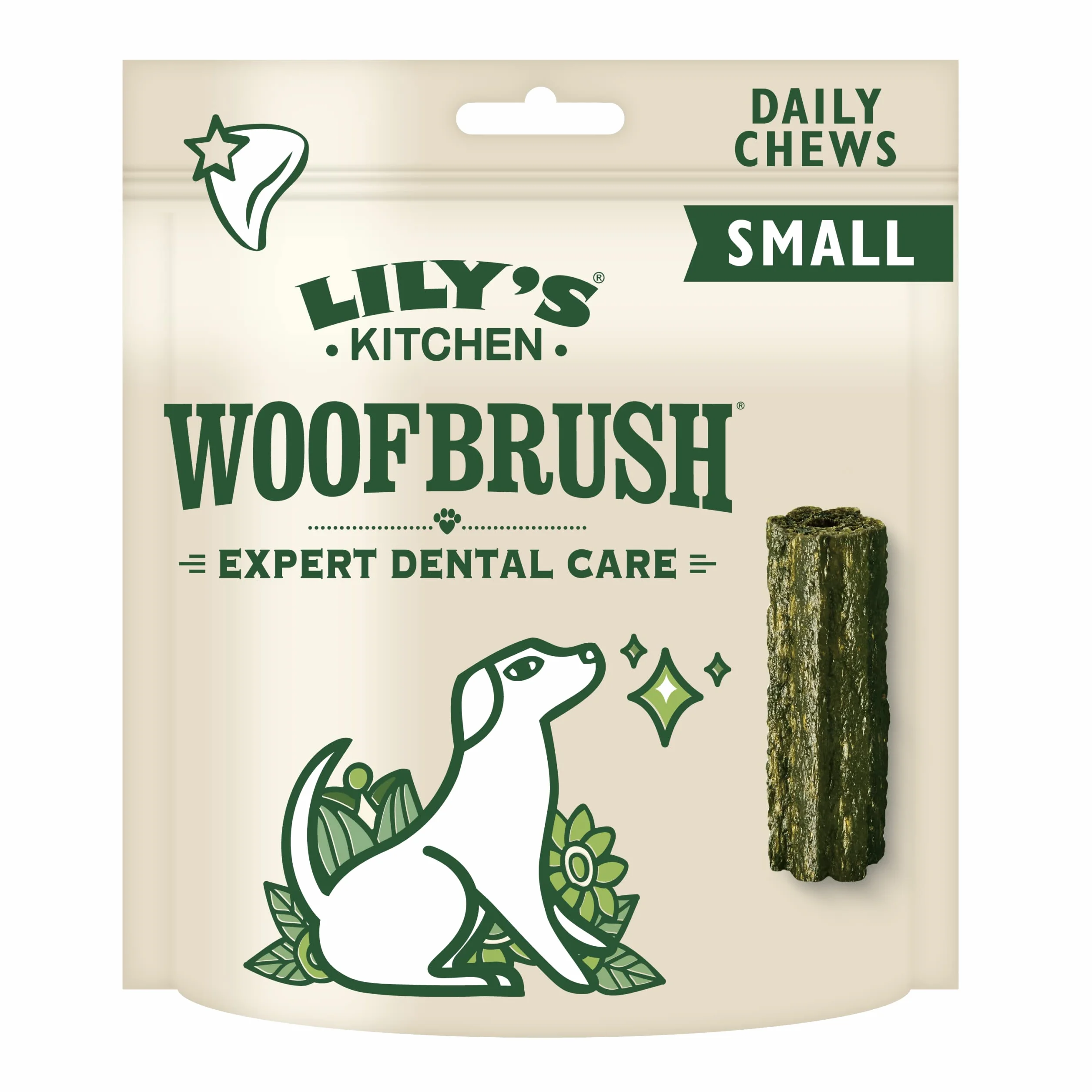 Lily’s Kitchen Bastoncini dentali piccoli per cani adulti Woofbrush realizzati con ingredienti naturali (7 x 22g)