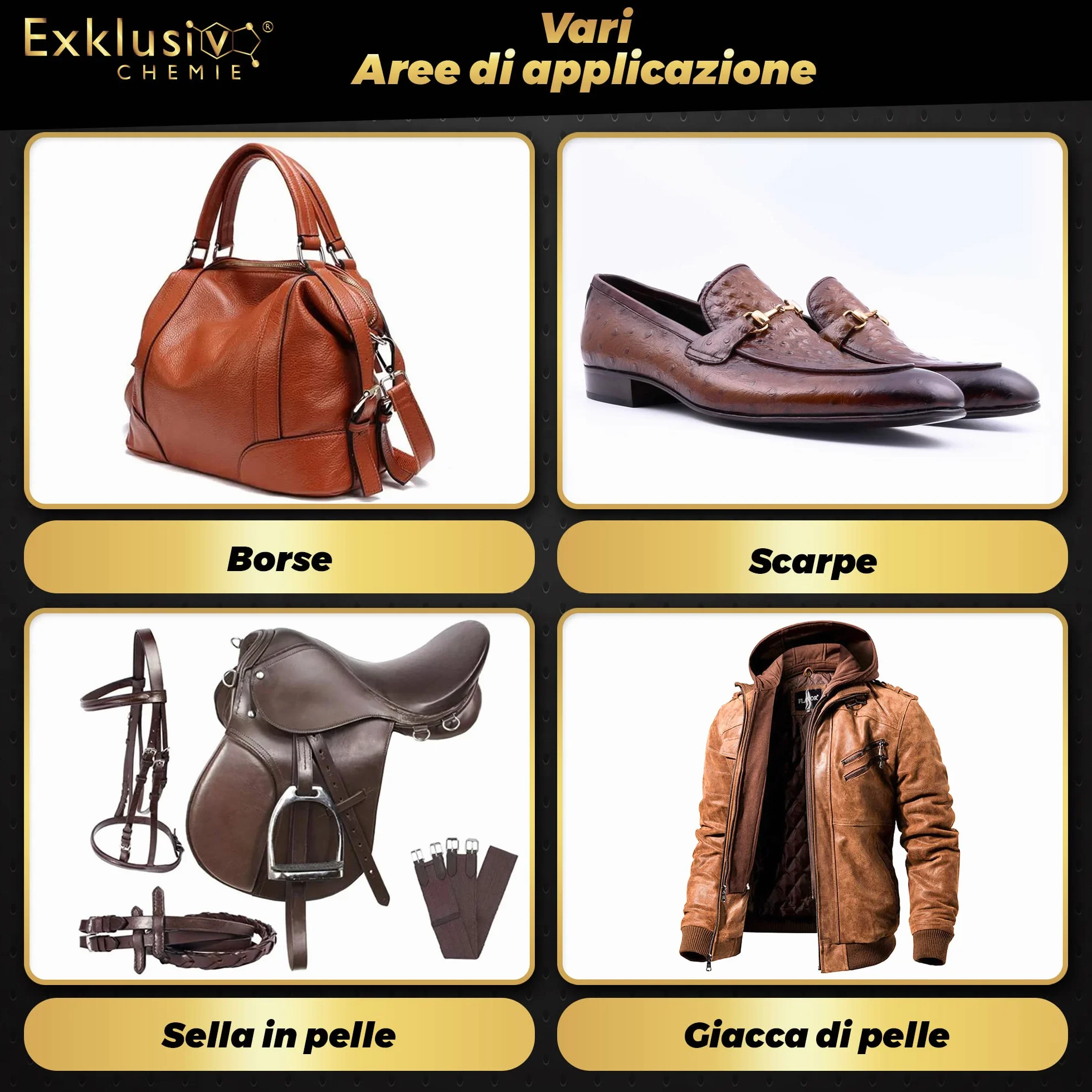 Exklusiv Chemie® Cura della pelle Cura della pelle Abbigliamento e scarpe | Cura della pelle per vestiti e scarpe di pelle | Spray per la cura della pelle | Pulitore per pelle | 500 ml | Per giacche in pelle, scarpe in pelle e borse in pelle