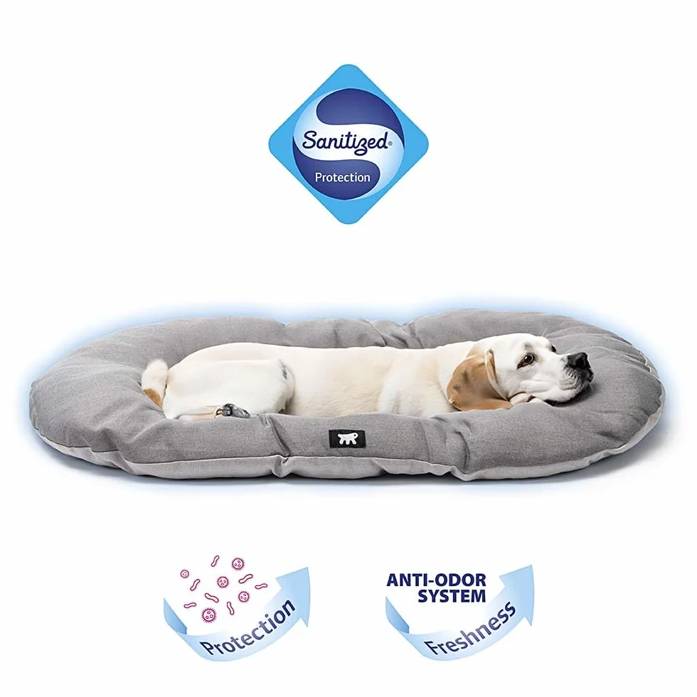 Ferplast Cuscino Cane RELAX 100/12 SANITIZED, Lettino per Cani, Protezione Antibatterica Antivirale, Cuscino Cane Grande, Cuscino Imbottito per Cuccia Cane, Cotone, Lavabile, 100 x 63 cm, Grigio