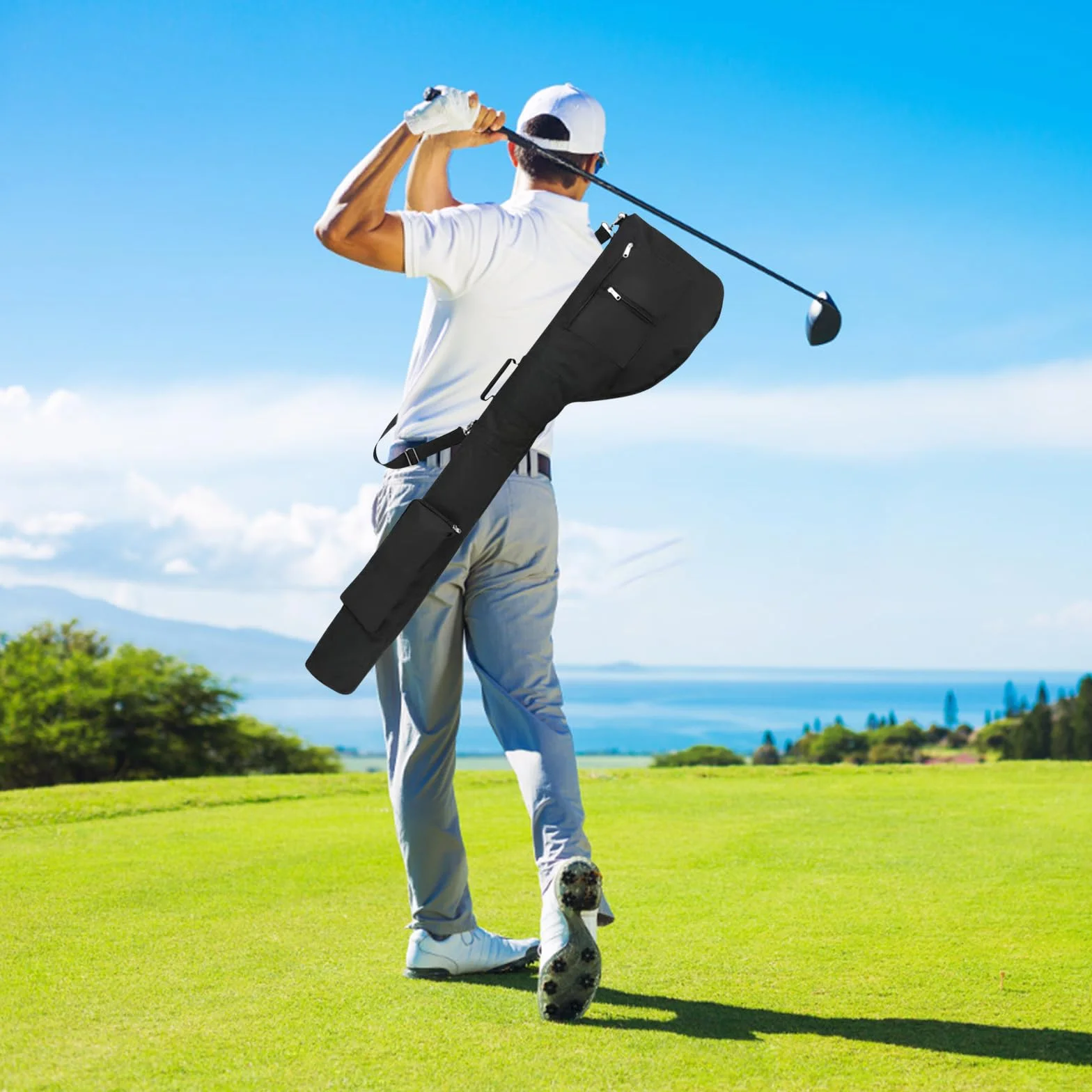 Borsa da Golf Pieghevole Impermeabile Leggera con Manico per Viaggio Donne Uomini