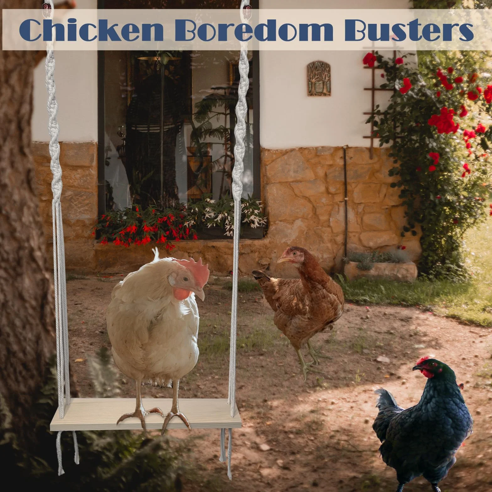 Altalena per Pollaio Giochi per Galline Accessori in Legno Naturale Fatto a Mano