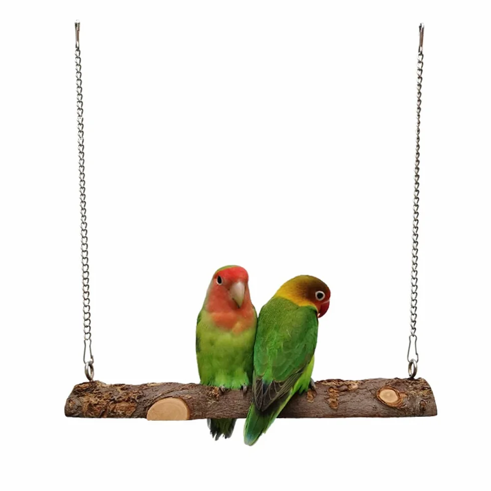 Uccello in Legno Naturale per Pappagalli, Giocattoli per Uccelli, Appeso Altalena Giocattoli, Trespolo per Pappagalli, Per Gabbie per Uccelli, Accessori per Parrocchetti, Parrocchetti, Canarini