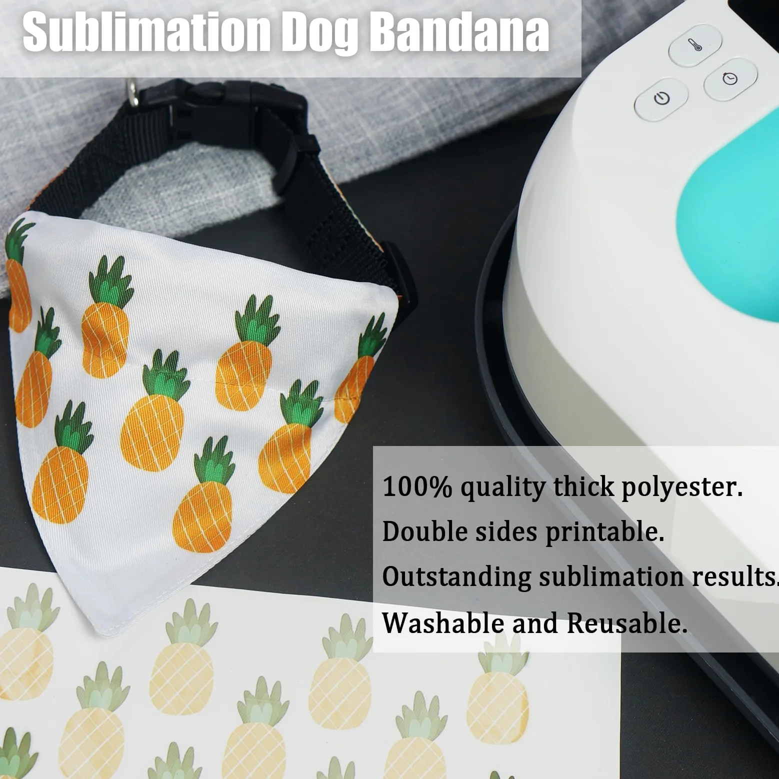 Confezione da 8 bandane spesse per cani a sublimazione vuote sopra il collare, collare per animali domestici, bandana bianca in poliestere fai da te per cani e gatti, extra piccole, piccole,