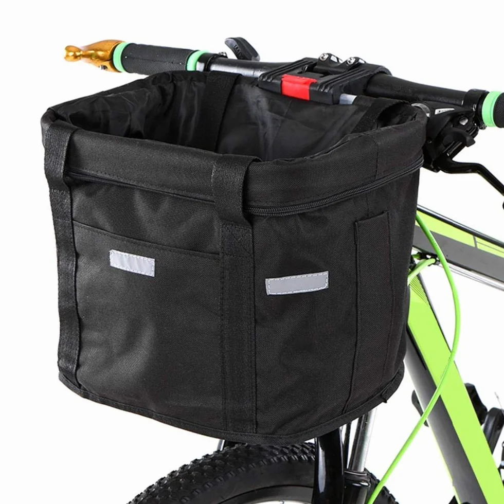 Cestino anteriore per bicicletta, staccabile, in tela, pieghevole, rimovibile, per manubrio della bicicletta, organizer per animali domestici, gatti, cani