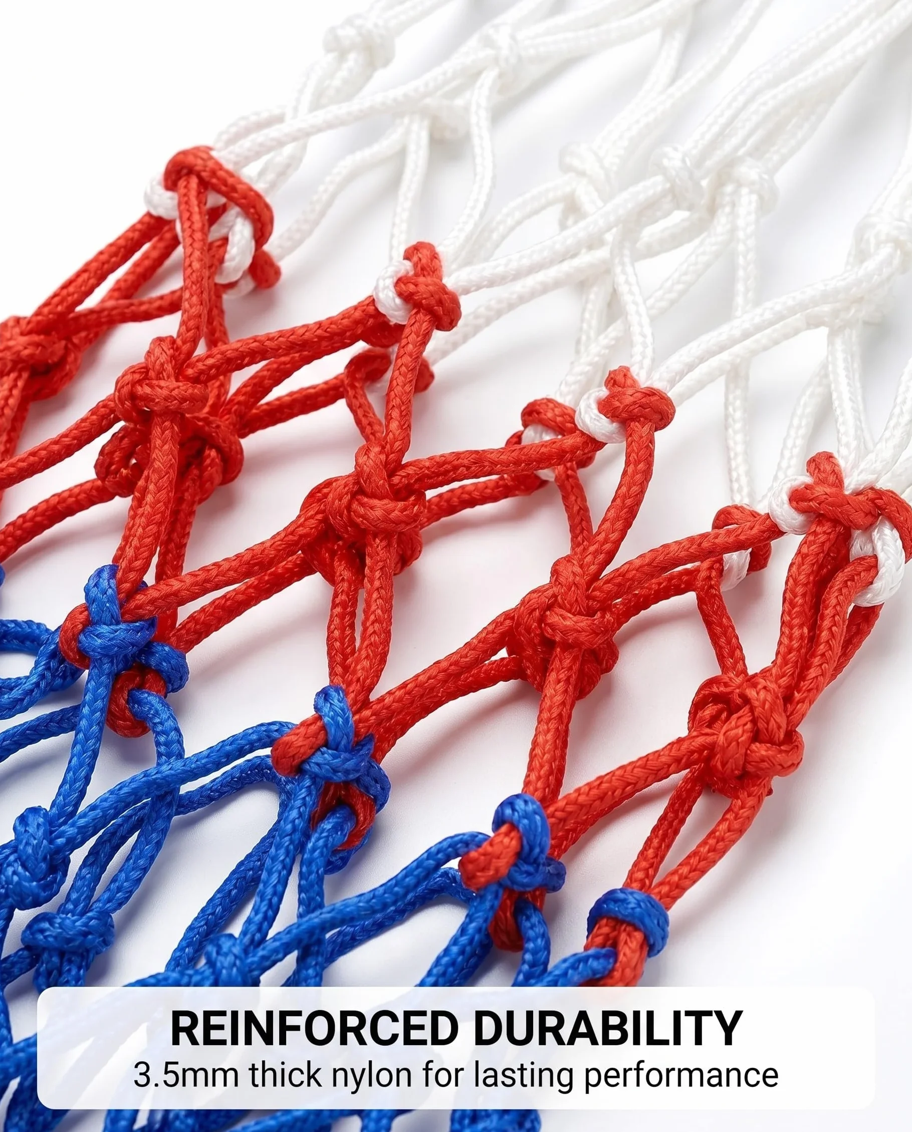 Rete Canestro Basket 2 Pezzi, Ricambio Nylon Rinforzato Standard 12 Anelli Resistente Intemperie