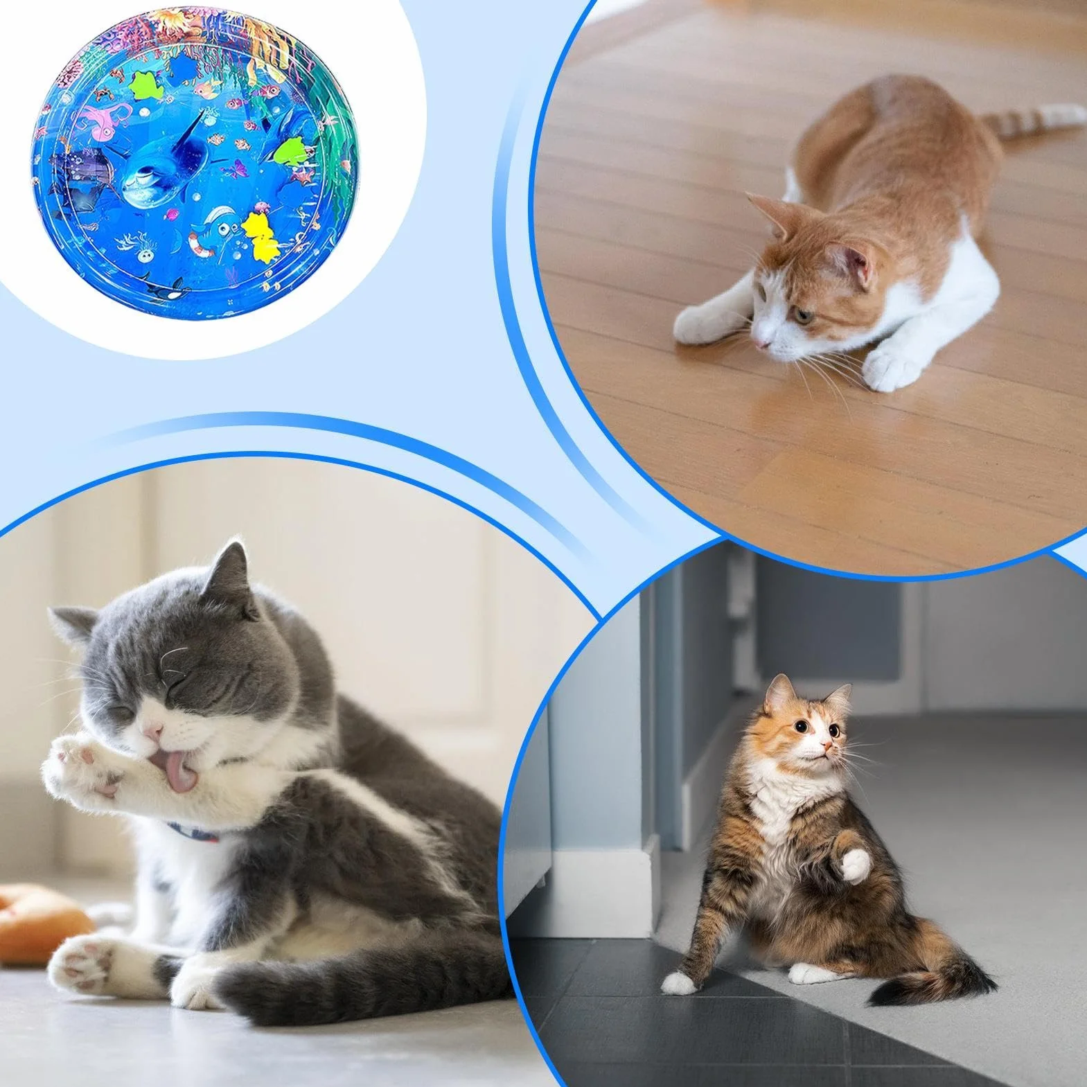 65cm Tappetino Sensoriale Per L'acqua Per Gatti, Tappetino Sensoriale Ad Acqua Per Gatti, Tappetino Rinfrescante Per Gatti Da Interni, Tappetino Da Gioco Con Sensore 'acqua Ispessito