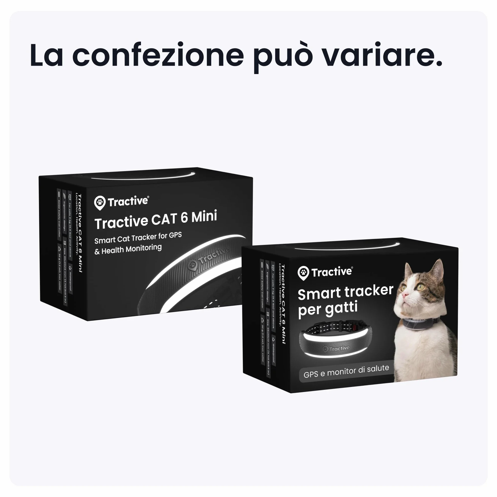 Tractive GPS Gatti Mini | Edizione 2026 | Miglior GPS Gatto | Localizzazione in Tempo Reale | Avvisi di Salute e Monitoraggio dei Parametri Vitali | Sgancio di Sicurezza | Collare Integrato (Nero)