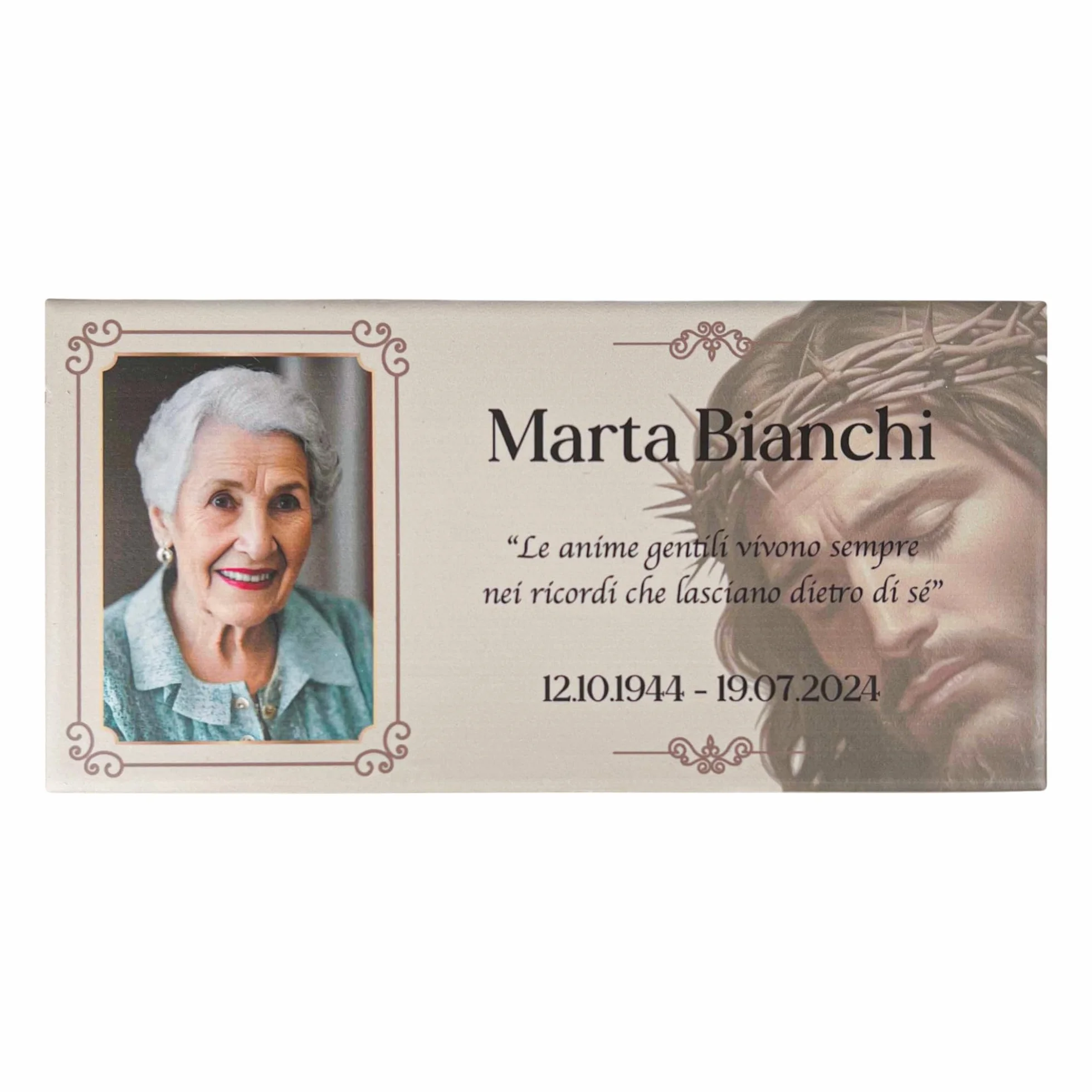 Targa Commemorativa Personalizzabile Gres Porcellanato Modello Gesù 10x20 cm per Lapide Cimitero