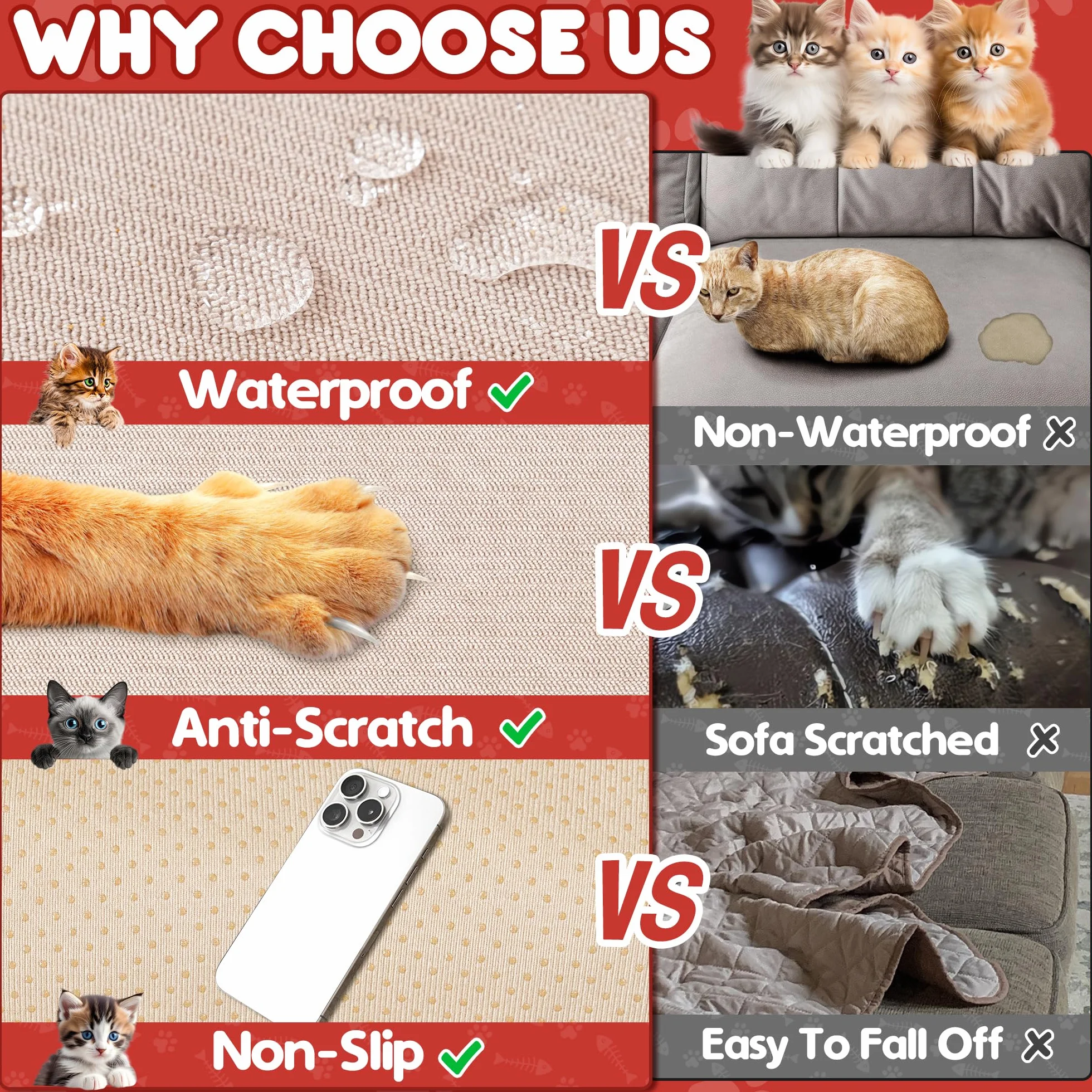Loiion Gatto Divano, Copridivano Mobili Protector, Copridivani Impermeabile Resistente Alle Macchie E Ai Graffi per Cani e Gatti, Animali, Cachi, 380x230cm