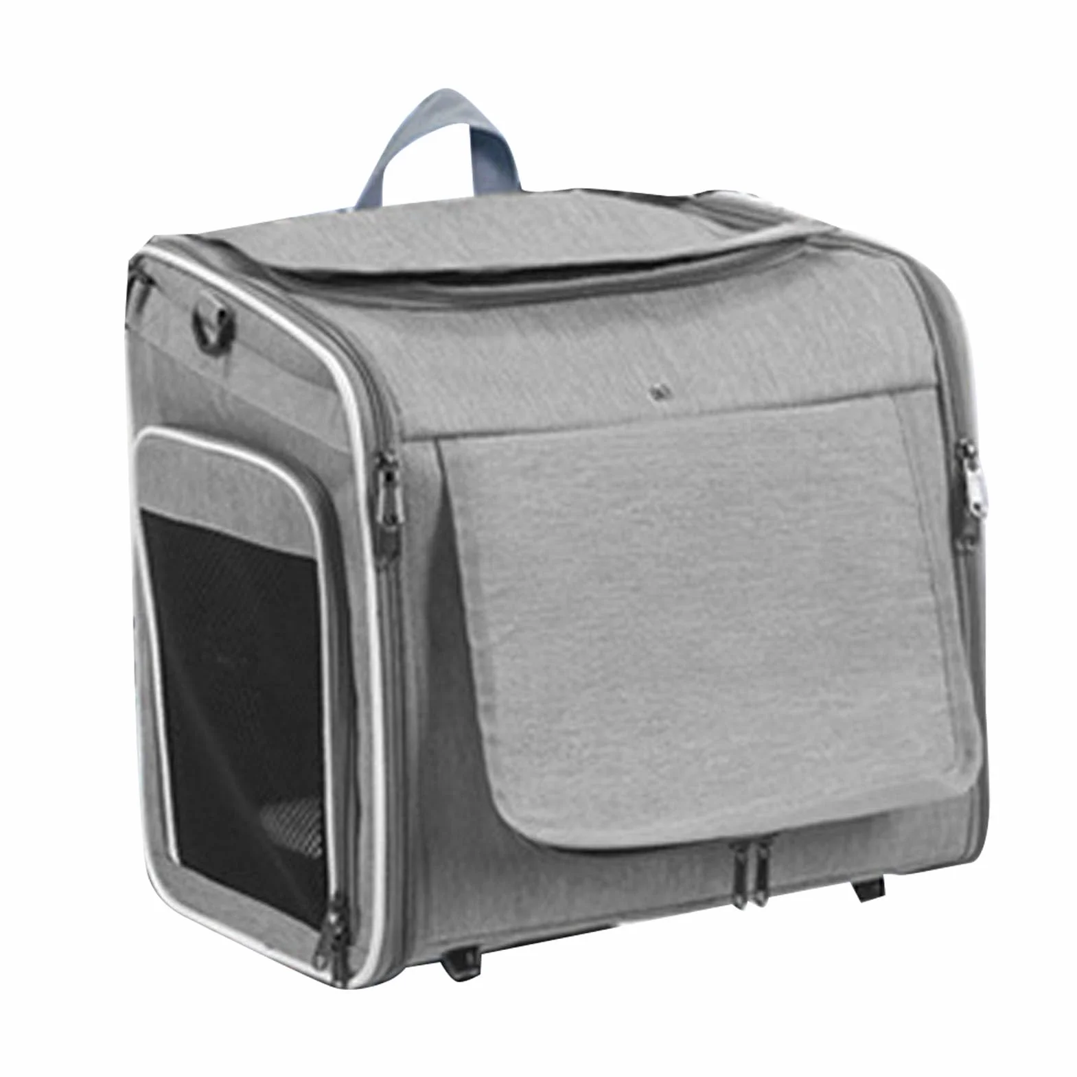 Cestino per Cani da Bici Fino a 8 Kg di Peso 4 Porte, 4 Mesh, Design Morbido Zaino Porta Animali da Bici con Finestre Robusta Struttura in Metallo Tessuto Oxford Resistente (GREY)