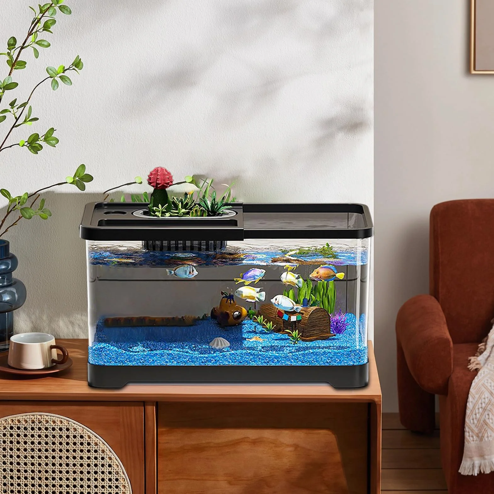 Acquario in vetro per principianti Aqua Cube Glass Fish Tank Starter Kit