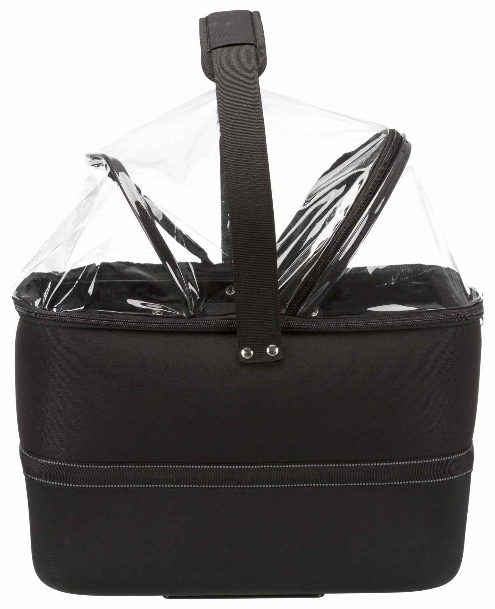 Trixie Cestino Bici Frontale per Cani – Manubrio – Fino a 6 kg – 41 × 47 × 29 cm – Cestino Sicuro con Coperchio a Rete & Protezione Impermeabile Antipioggia Rimovibile