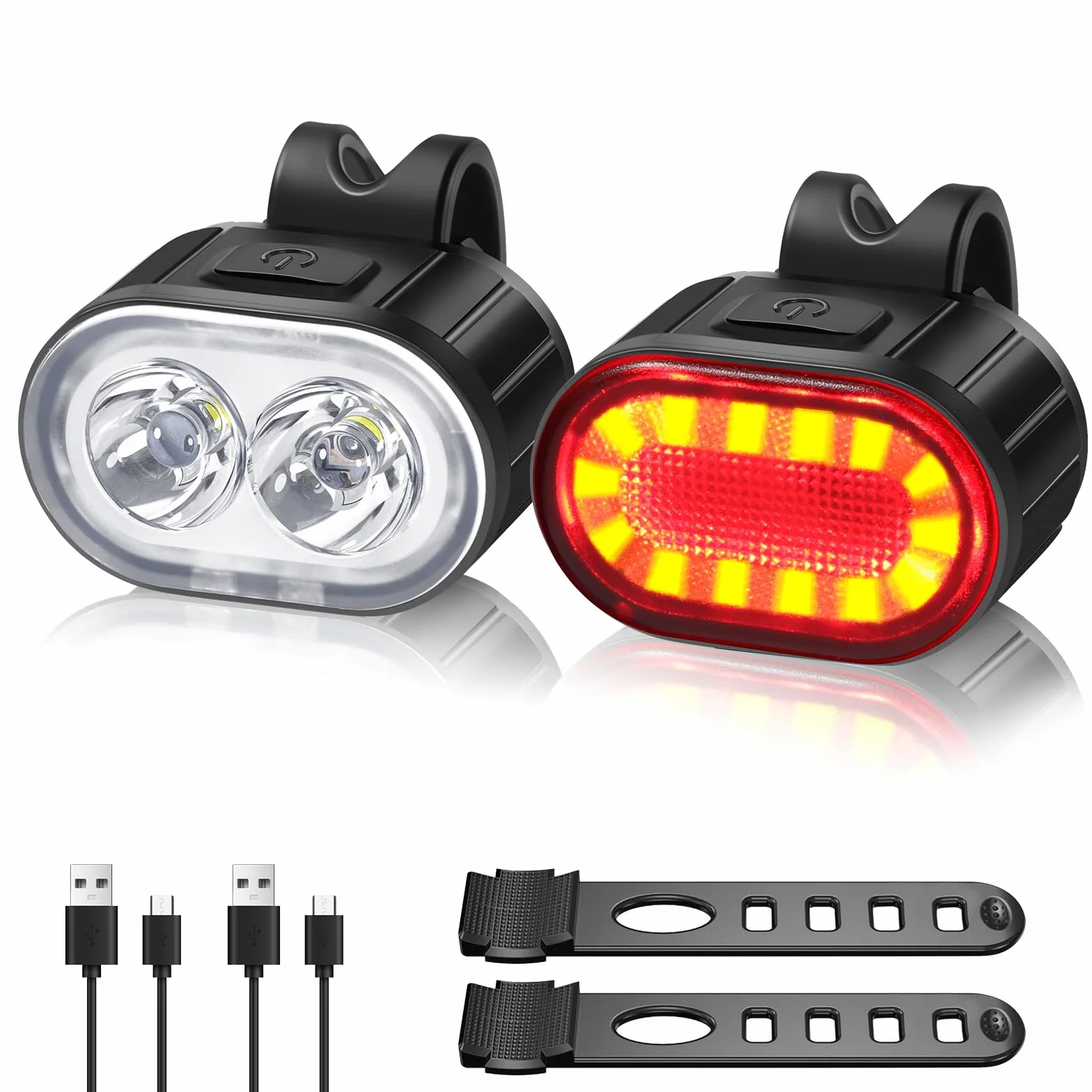 Oderra Luci Bicicletta Led, Ricaricabile USB & Impermeabili IPX5 Luci LED Bici, Lunga Durata Della Batteria, 4+6 Modalità Ultra Luminose Luce Bici Anteriori e Posteriori