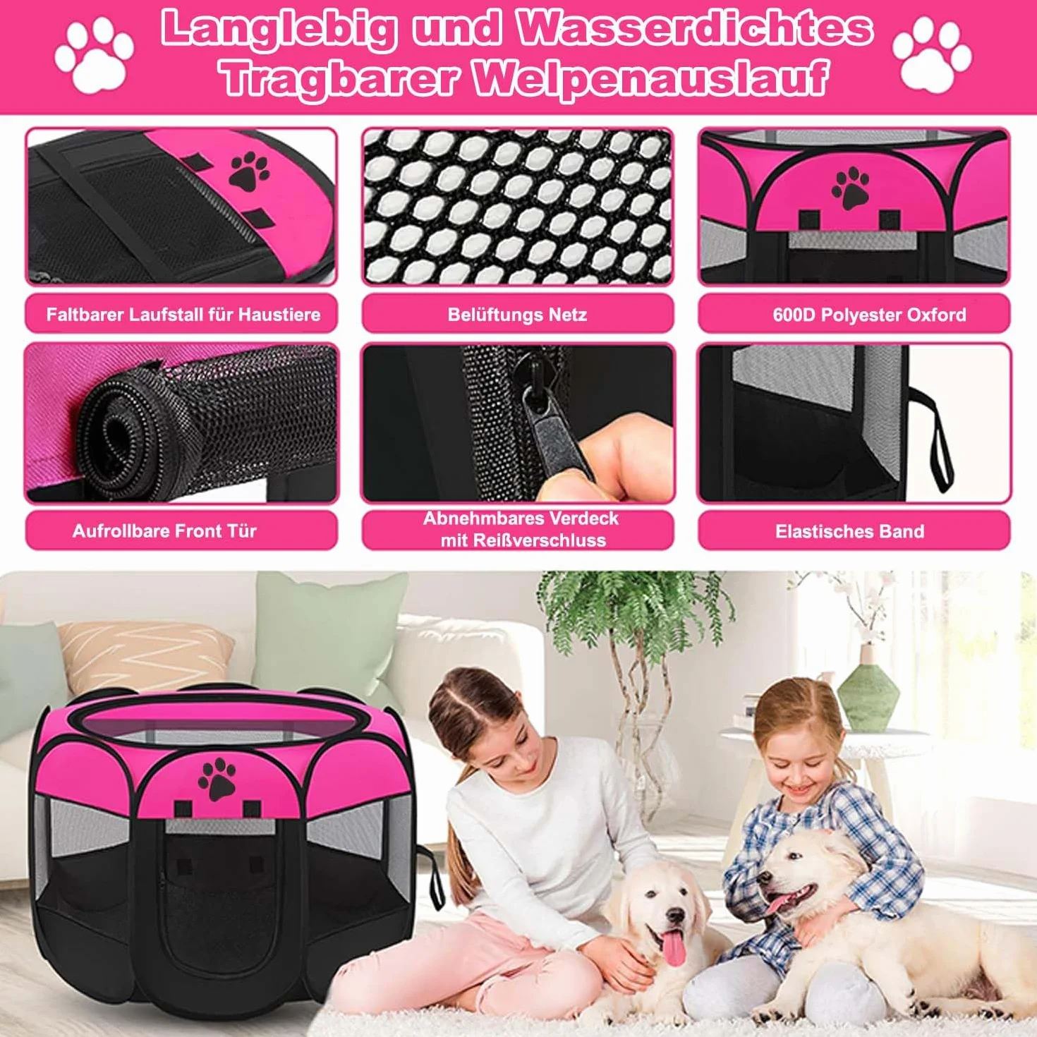 Pieghevole Beccucciolo portatile per cani 74 x 74 x 43 cm blu impermeabile Oxford