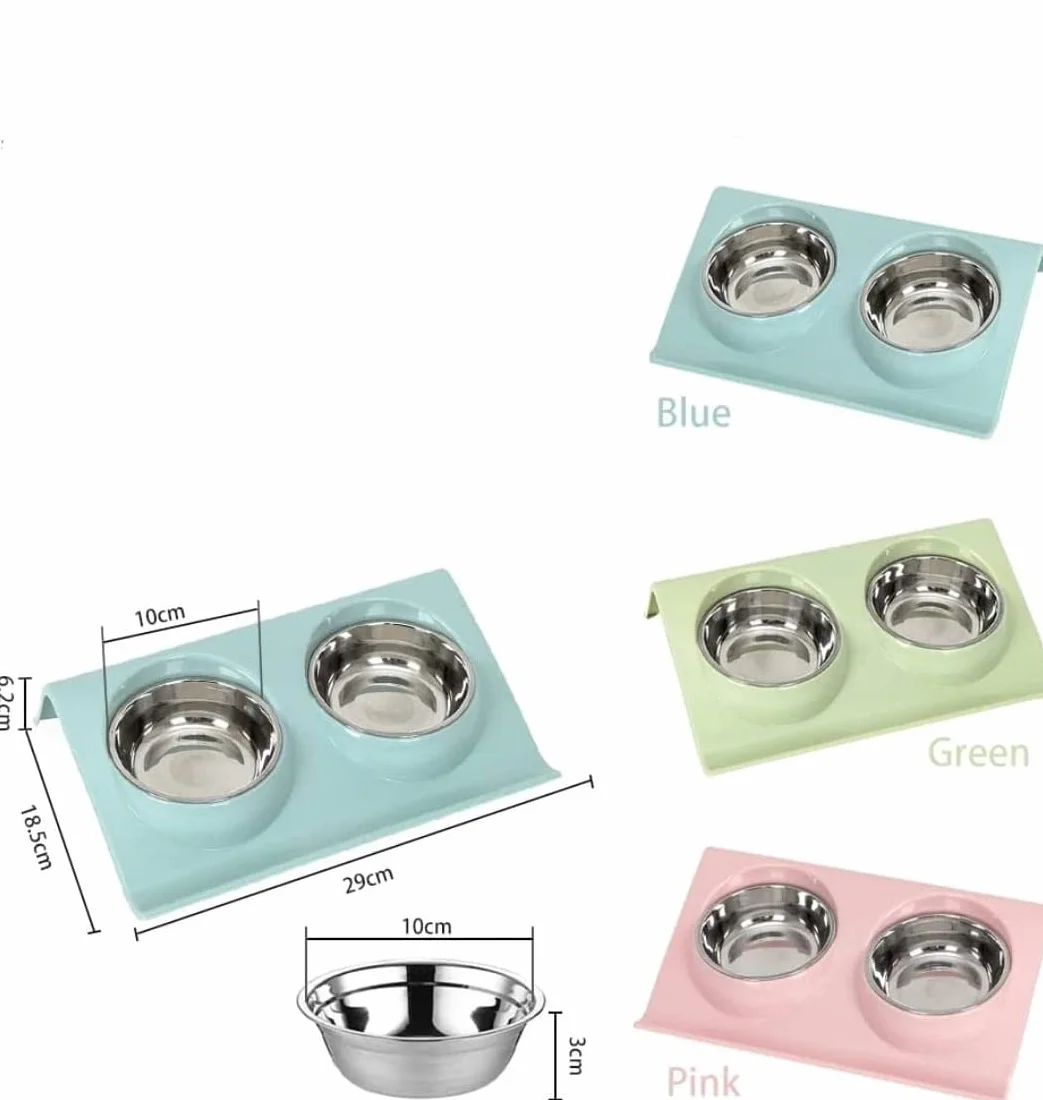 Ciotola Rialzata Per Cani, Ciotole Per Gatti, Acciaio Inossidabile Estraibile e Lavabile Con Supporto Rialzato, Raccoglie lee Crocchette, Portatile Antiscivolo (AZZURRO)