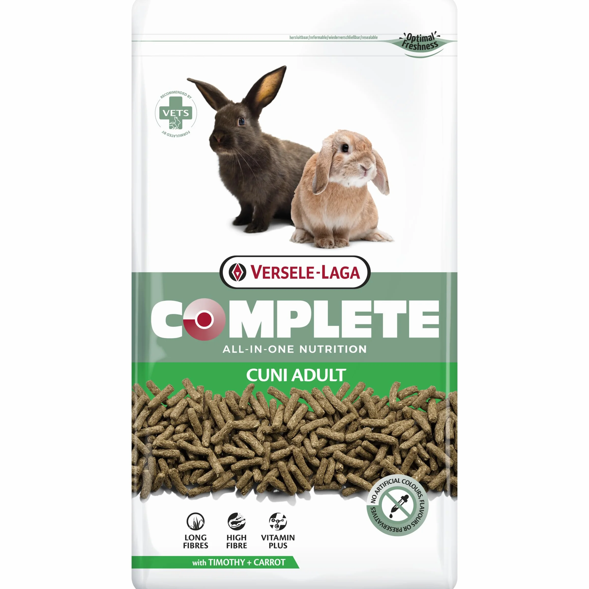 VERSELE-LAGA - Complete Cuni Adult - Alimento completo estruso "tutto in uno" ricco di fibre per conigli (nani) - 3 kg