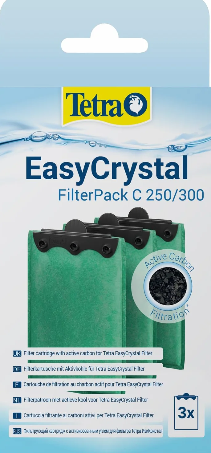 Tetra EasyCrystal Filter Pack C250/300 Materiale filtrante con carbone attivo per acquari 15-60 litri 3 pezzi
